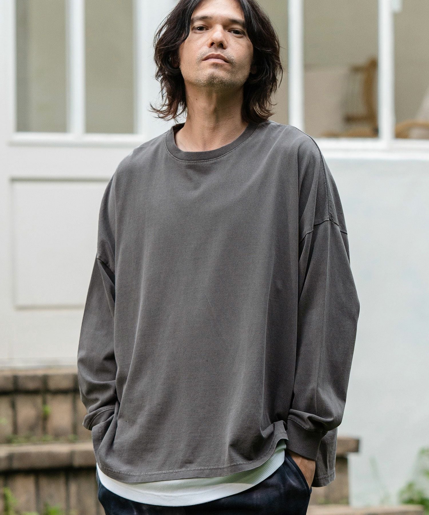50%OFF【CAMBIO(カンビオ)】9oz Cotton Pigment Long Sleeve Cut sew