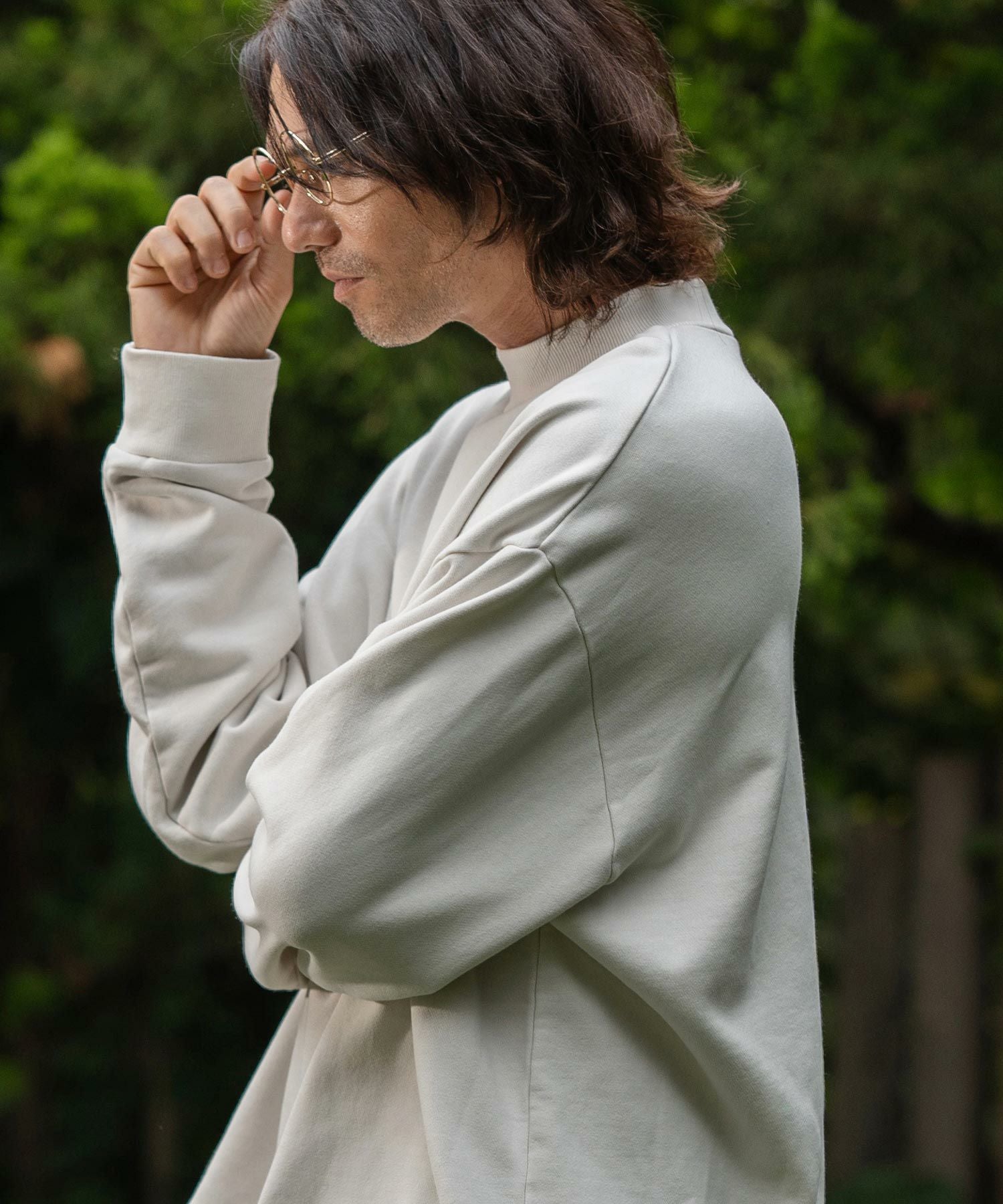 ビンテージ加工スウェット khakito オフホワイト 50%OFF【CAMBIO(カンビオ)】12oz Pigment Mock Neck Sweat Pullover