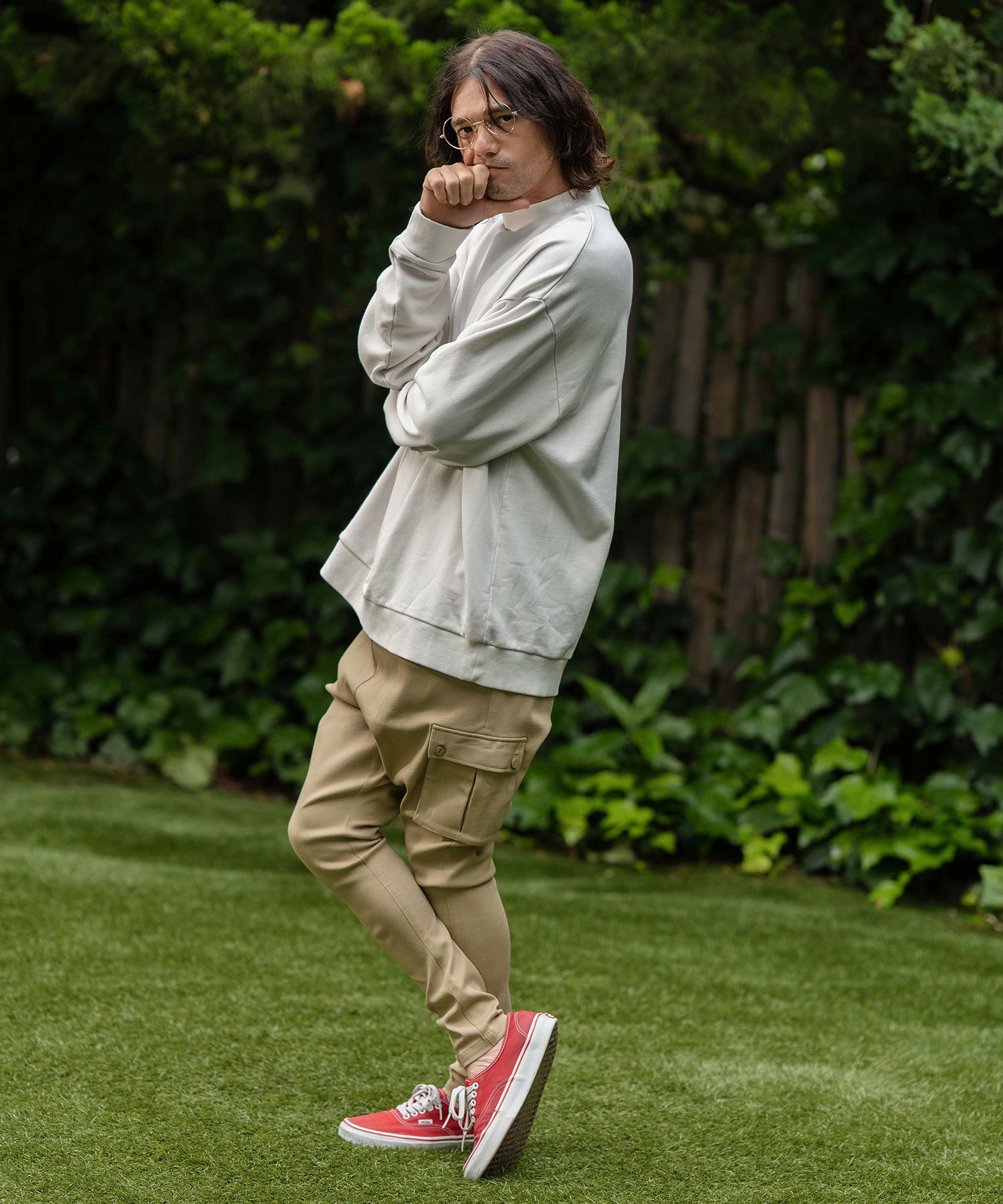ビンテージ加工スウェット khakito オフホワイト 50%OFF【CAMBIO(カンビオ)】12oz Pigment Mock Neck Sweat Pullover