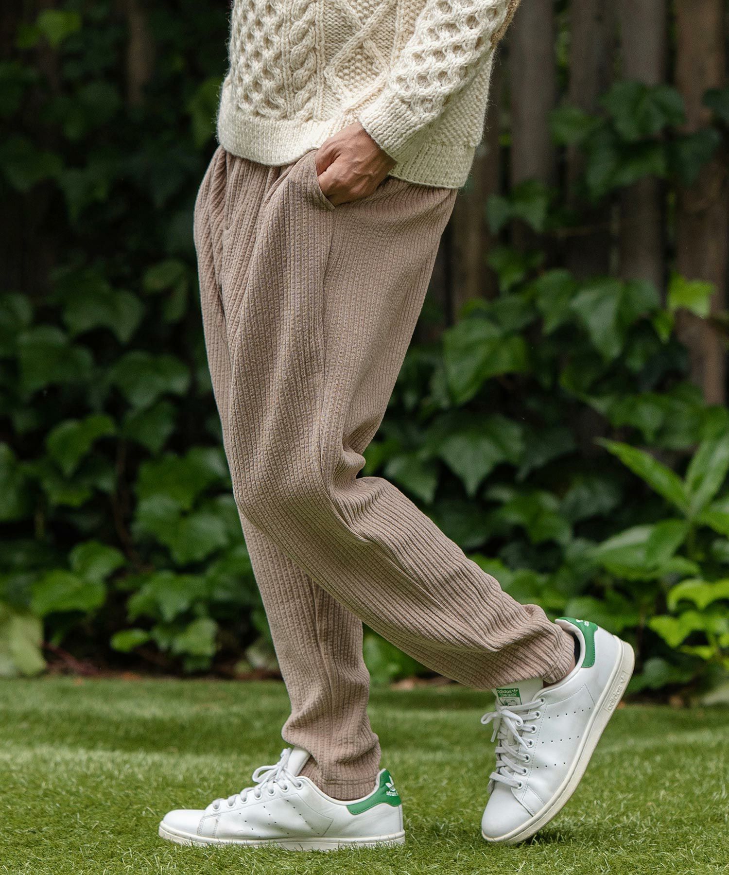 50%OFF【CAMBIO(カンビオ)】Dobby Mole Sarrouel Knit sew Pants
