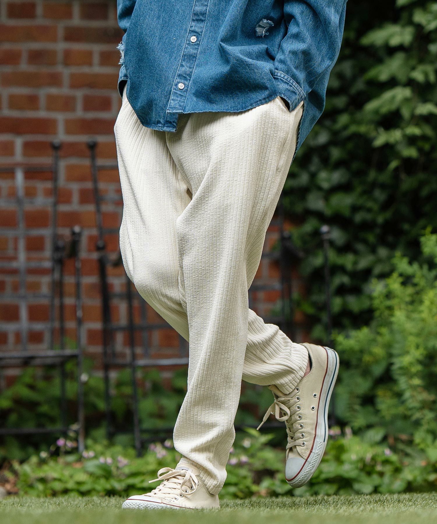 50%OFF【CAMBIO(カンビオ)】Dobby Mole Sarrouel Knit sew Pants