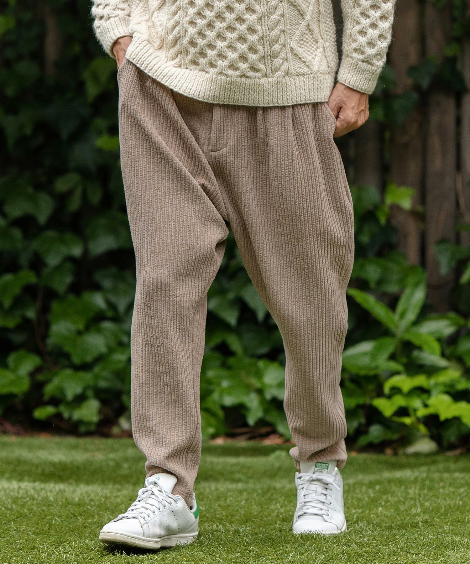 50%OFF【CAMBIO(カンビオ)】Dobby Mole Sarrouel Knit sew Pants