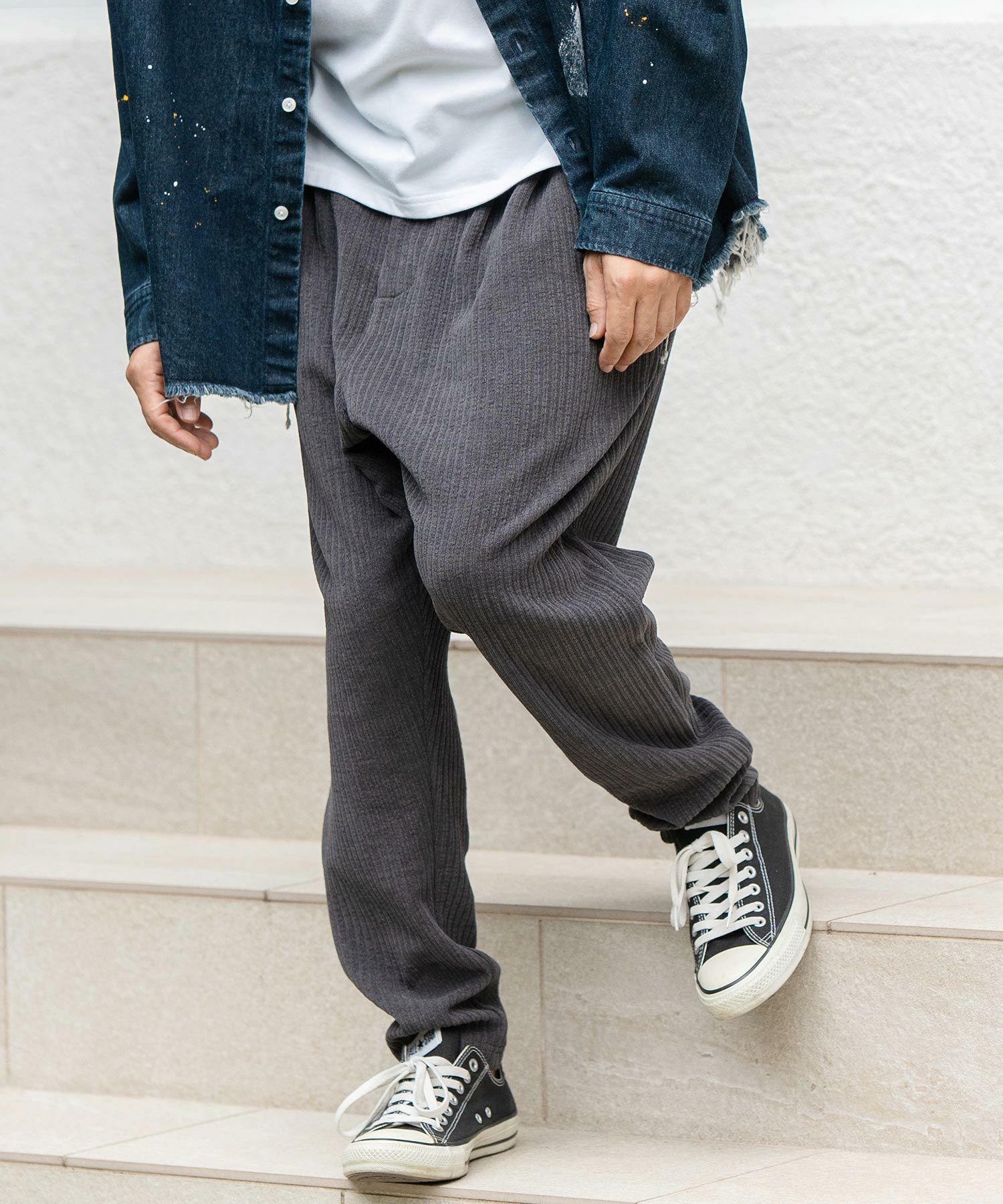 50%OFF【CAMBIO(カンビオ)】Dobby Mole Sarrouel Knit sew Pants