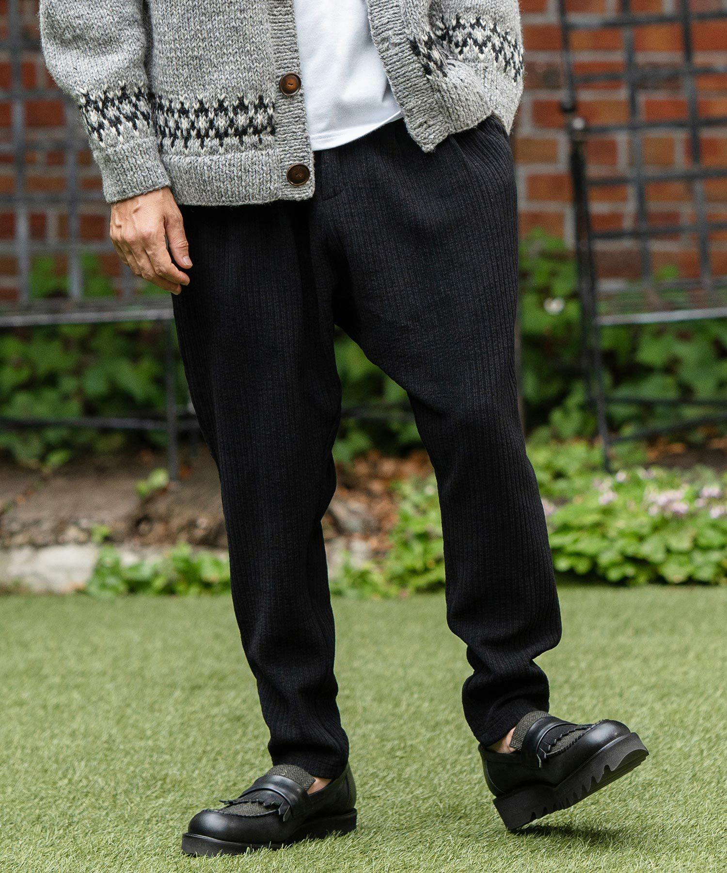 50%OFF【CAMBIO(カンビオ)】Dobby Mole Sarrouel Knit sew Pants
