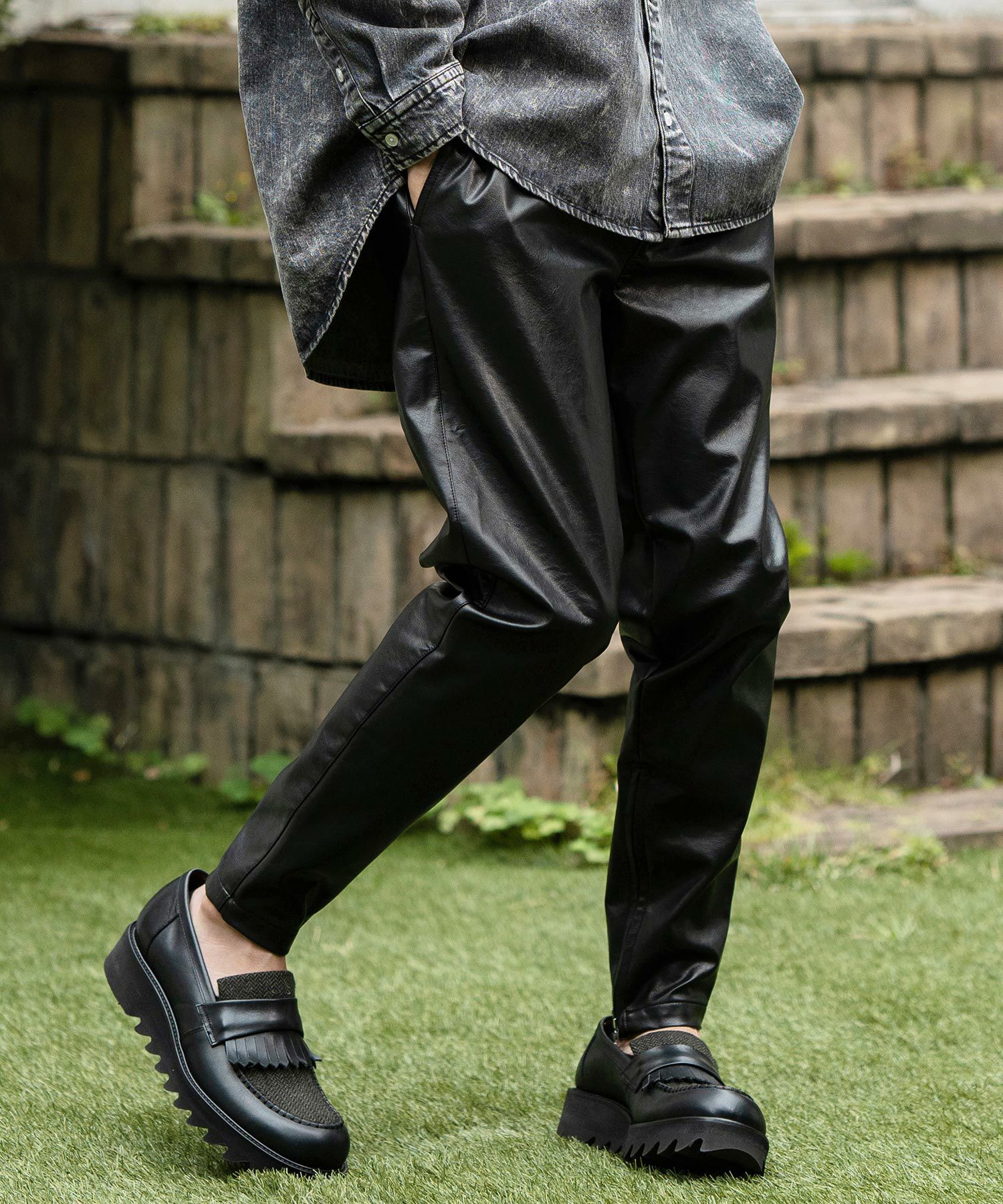 30%OFF【CAMBIO(カンビオ)】Vintage Like Synthetic Leather Side Zip