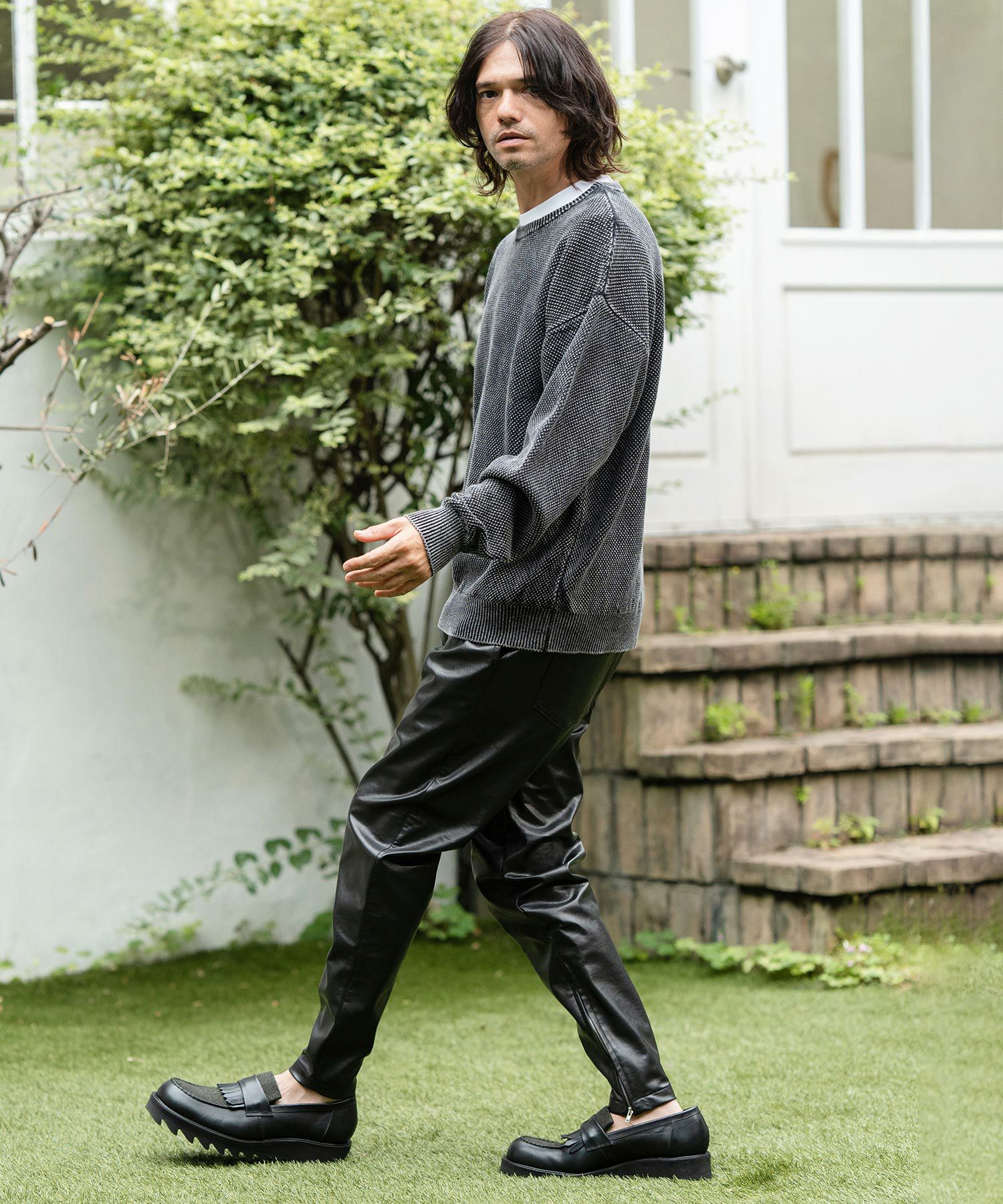 30%OFF【CAMBIO(カンビオ)】Vintage Like Synthetic Leather Side Zip