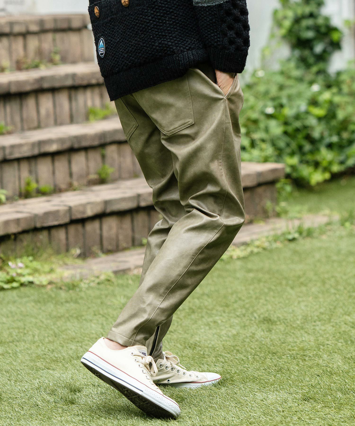 NOANOA パンツ 30%OFF【CAMBIO(カンビオ)】Vintage Like Synthetic Leather Side Zip
