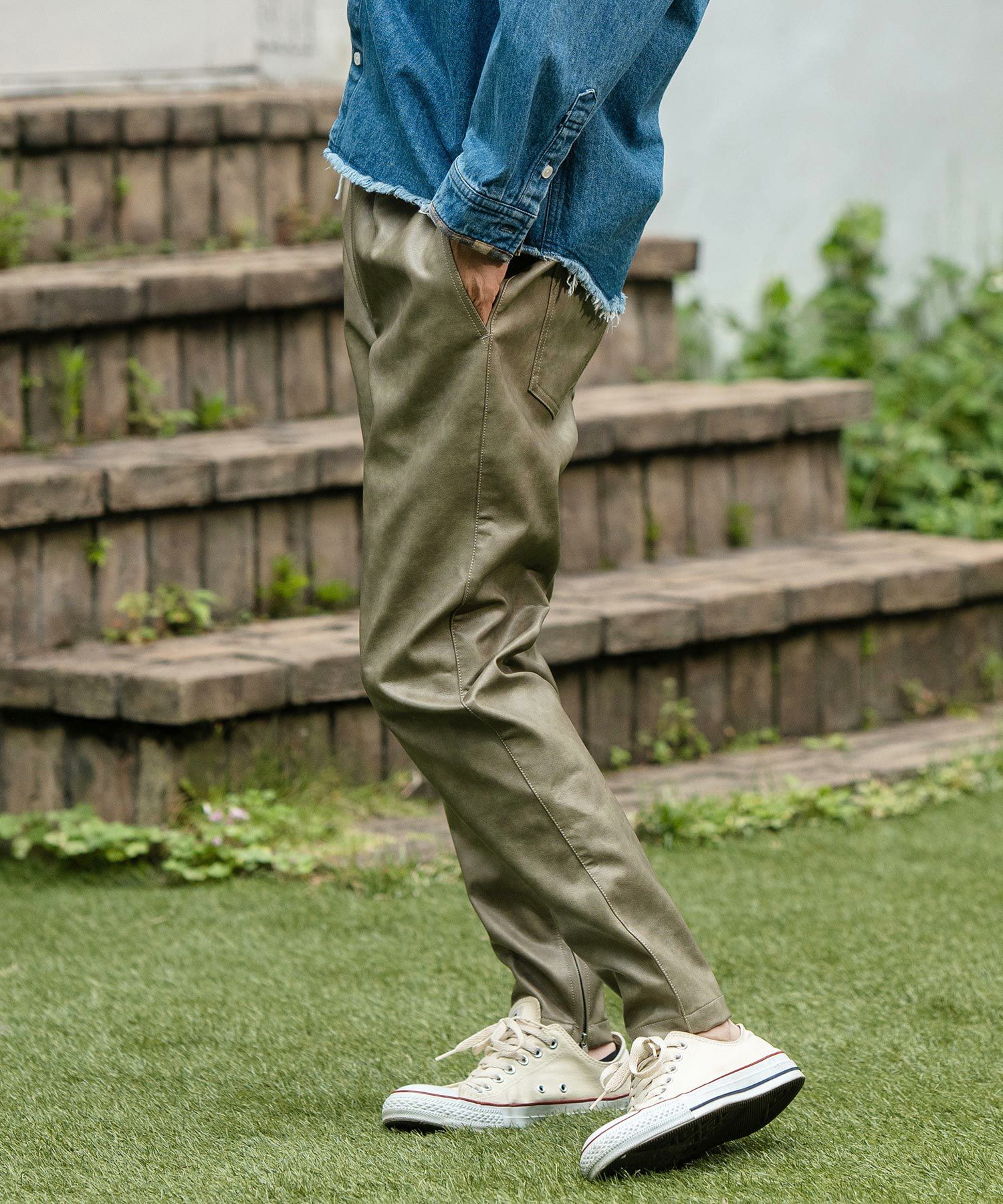 30%OFF【CAMBIO(カンビオ)】Vintage Like Synthetic Leather Side Zip