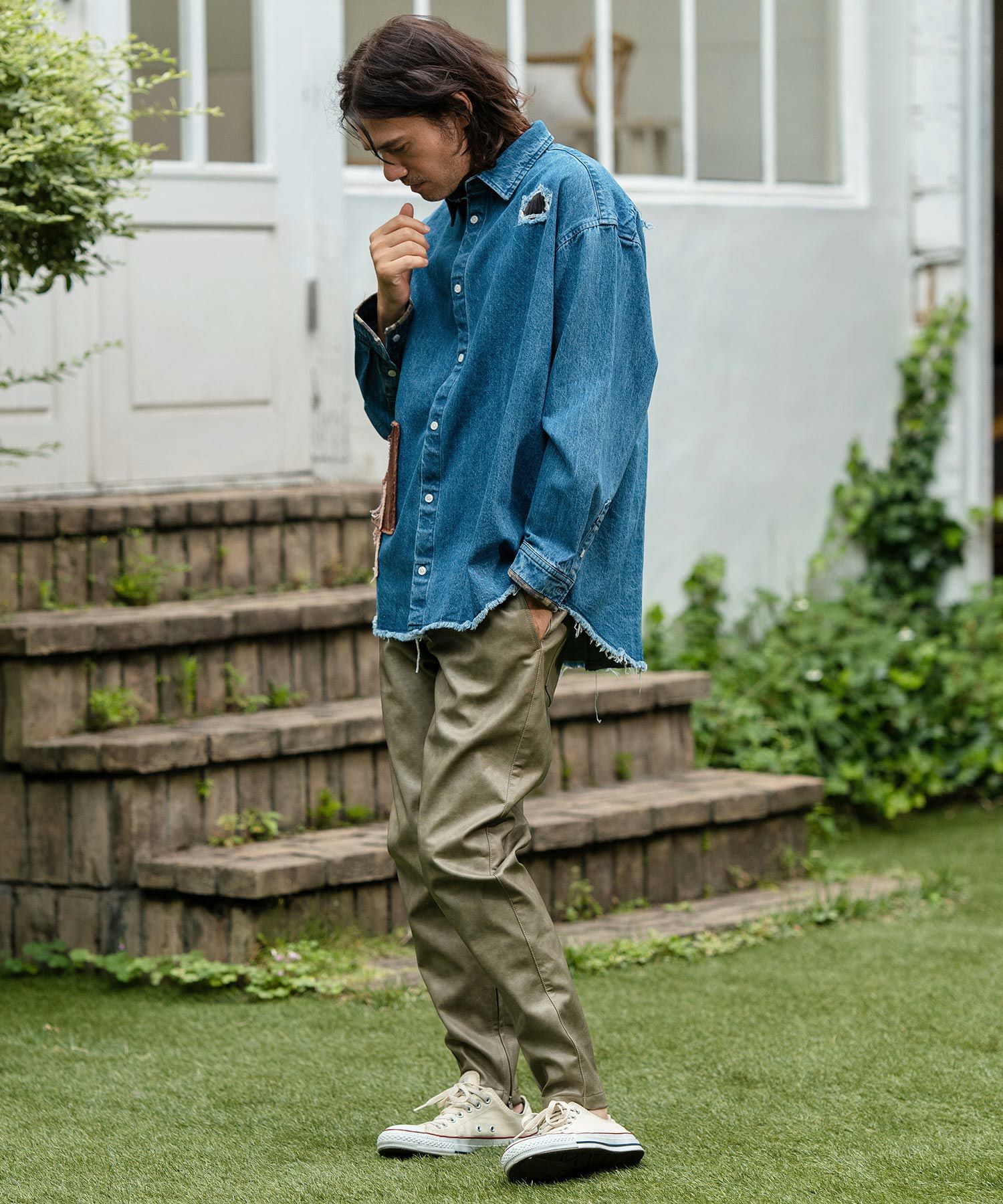 30%OFF【CAMBIO(カンビオ)】Vintage Like Synthetic Leather Side Zip