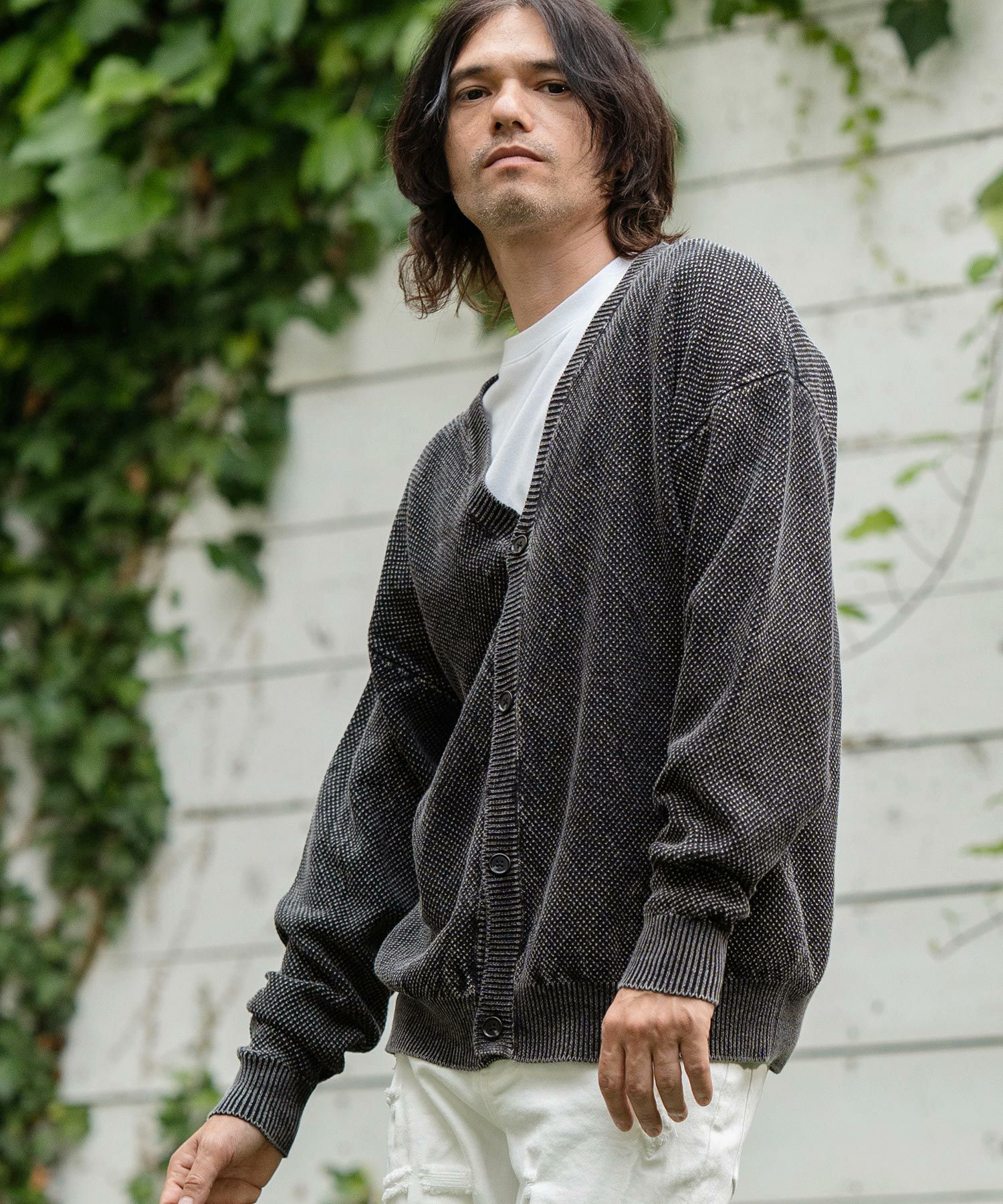 50%OFF【CAMBIO(カンビオ)】Stonewashed Waffle Knit Cardigan ニット