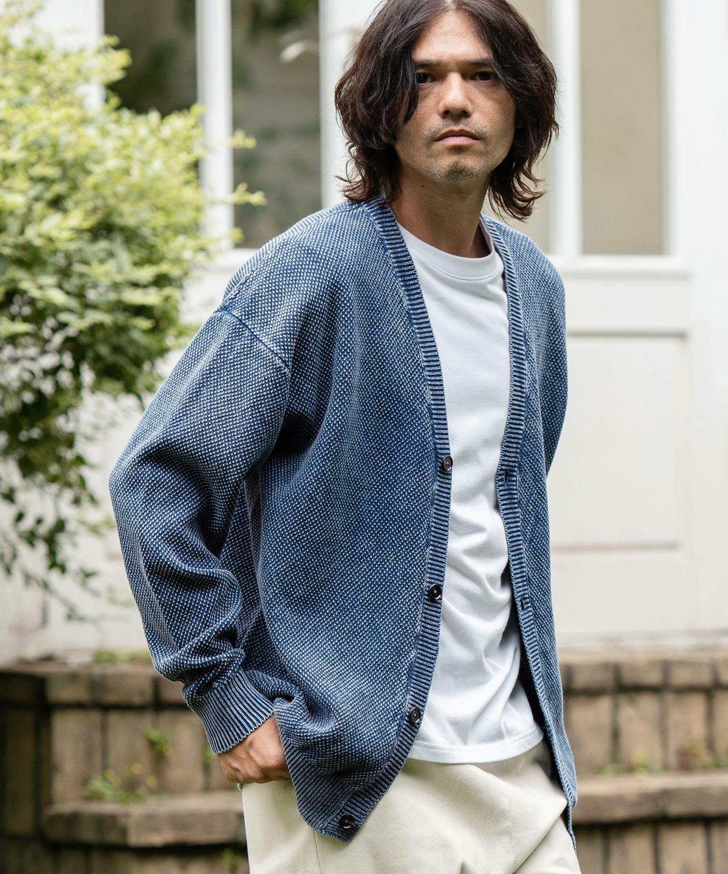 50%OFF【CAMBIO(カンビオ)】Stonewashed Waffle Knit Cardigan ニット