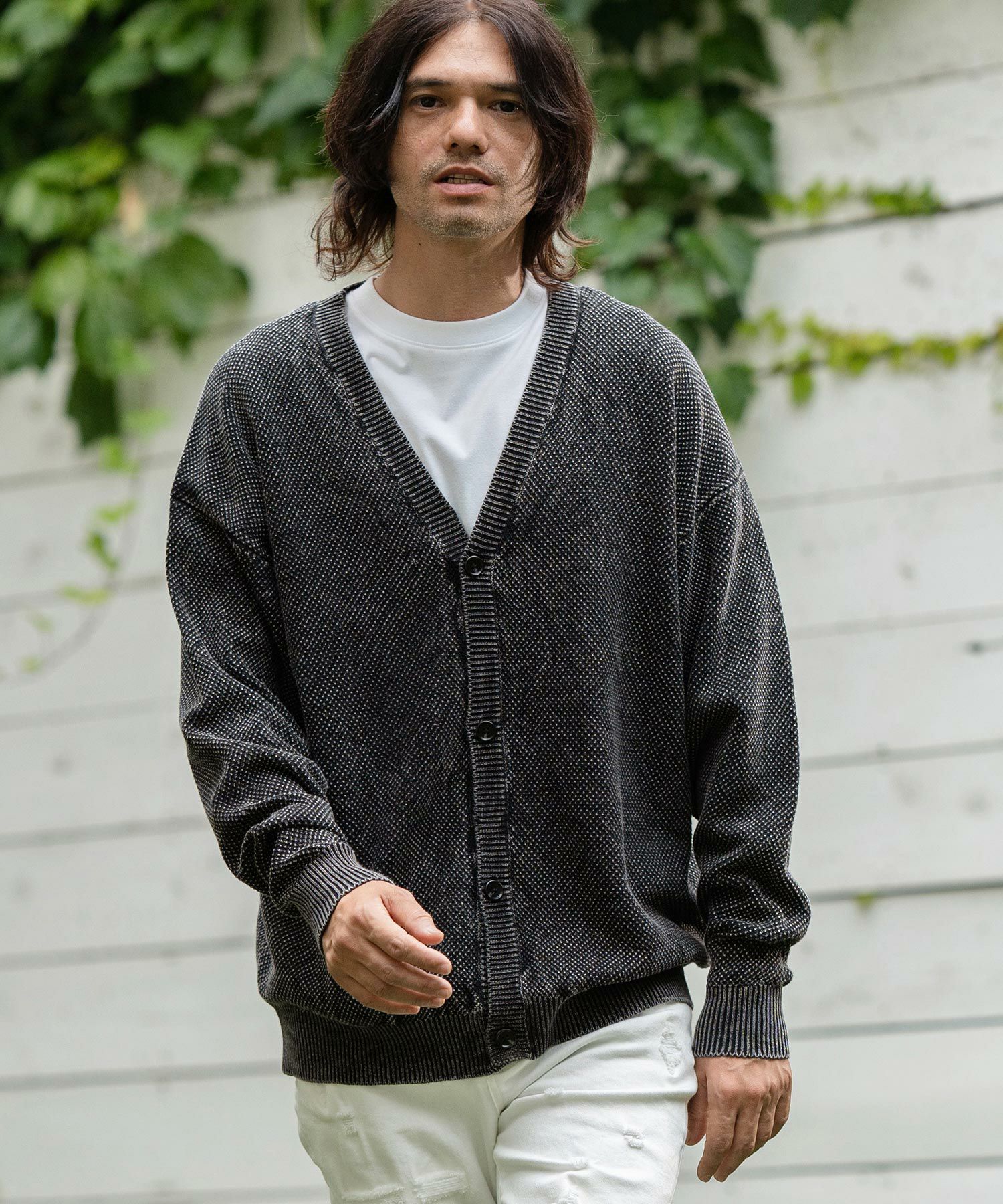 50%OFF【CAMBIO(カンビオ)】Stonewashed Waffle Knit Cardigan ニット