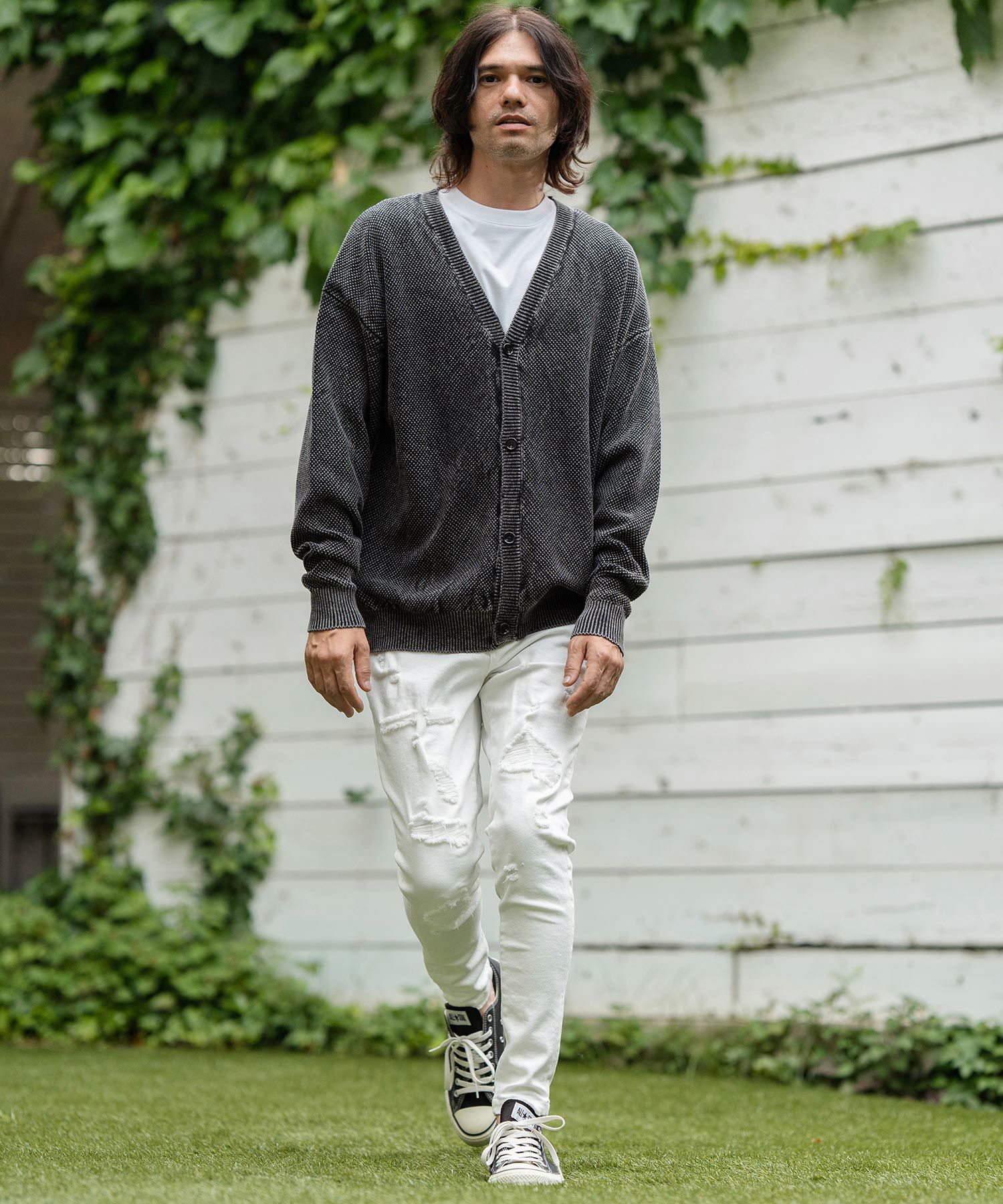 50%OFF【CAMBIO(カンビオ)】Stonewashed Waffle Knit Cardigan ニット
