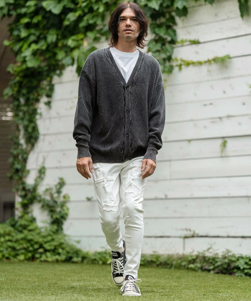 50%OFF【CAMBIO(カンビオ)】Stonewashed Waffle Knit Cardigan ニット 