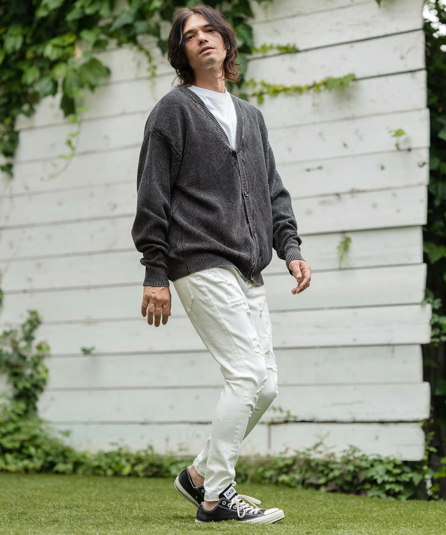 50%OFF【CAMBIO(カンビオ)】Stonewashed Waffle Knit Cardigan ニット