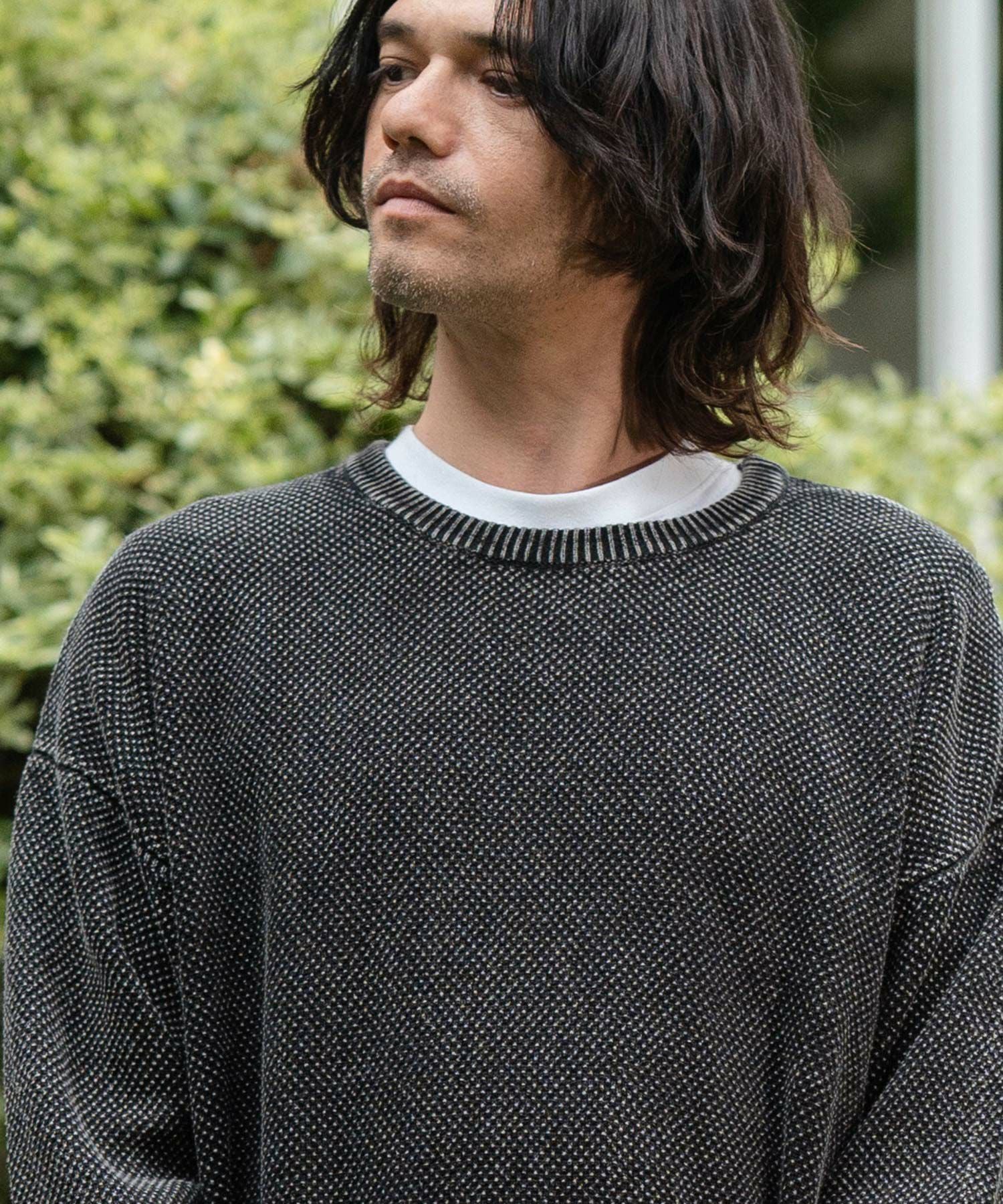 50%OFF【CAMBIO(カンビオ)】Stonewashed Waffle Crew Neck Knit