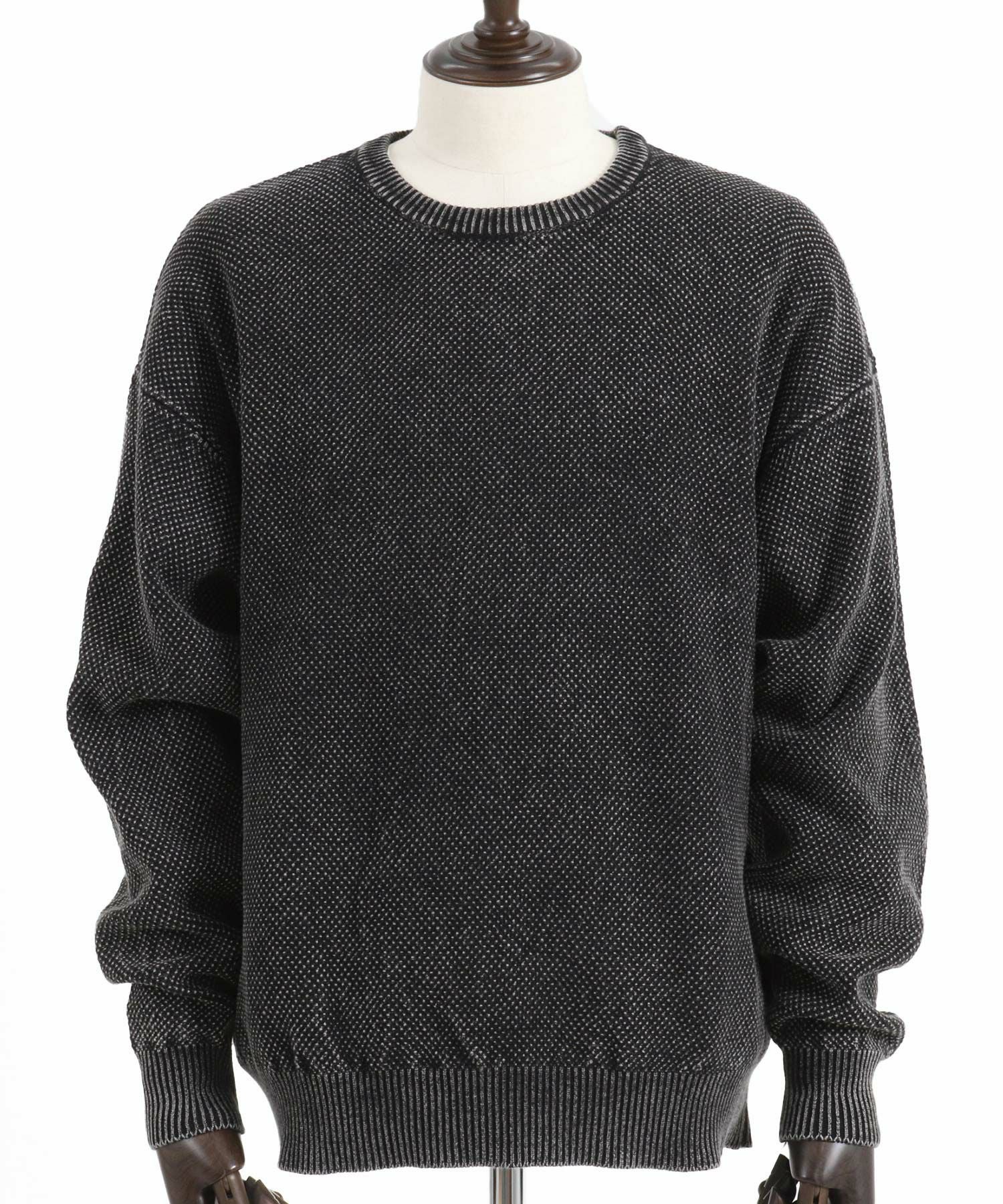 30%OFF【CAMBIO(カンビオ)】Stonewashed Waffle Crew Neck Knit