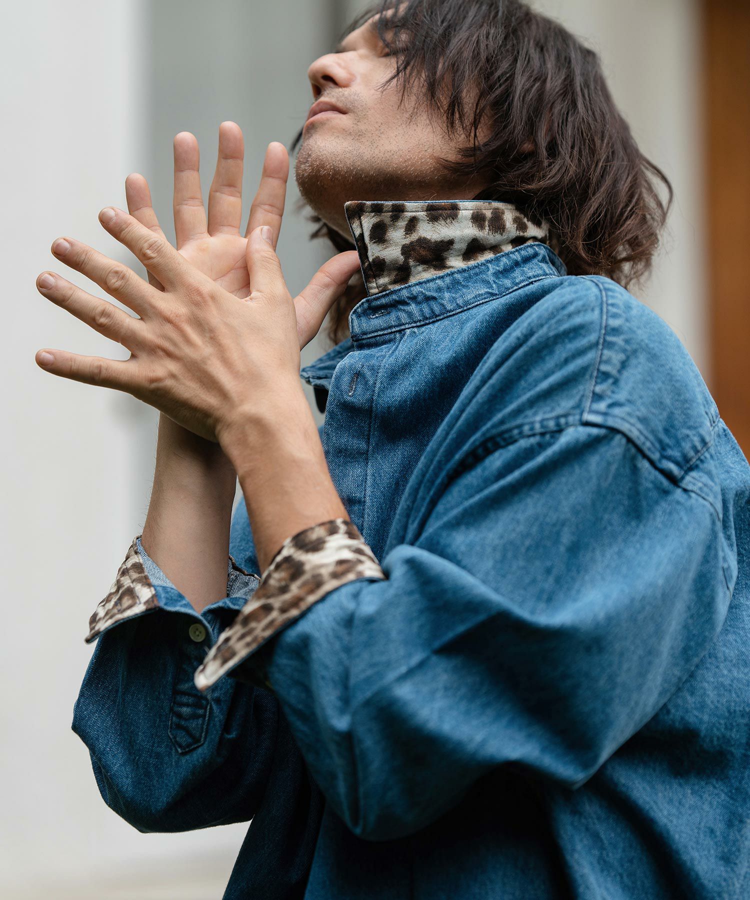 50%OFF【CAMBIO(カンビオ)】Leopard Accent Denim Shirts デニムシャツ