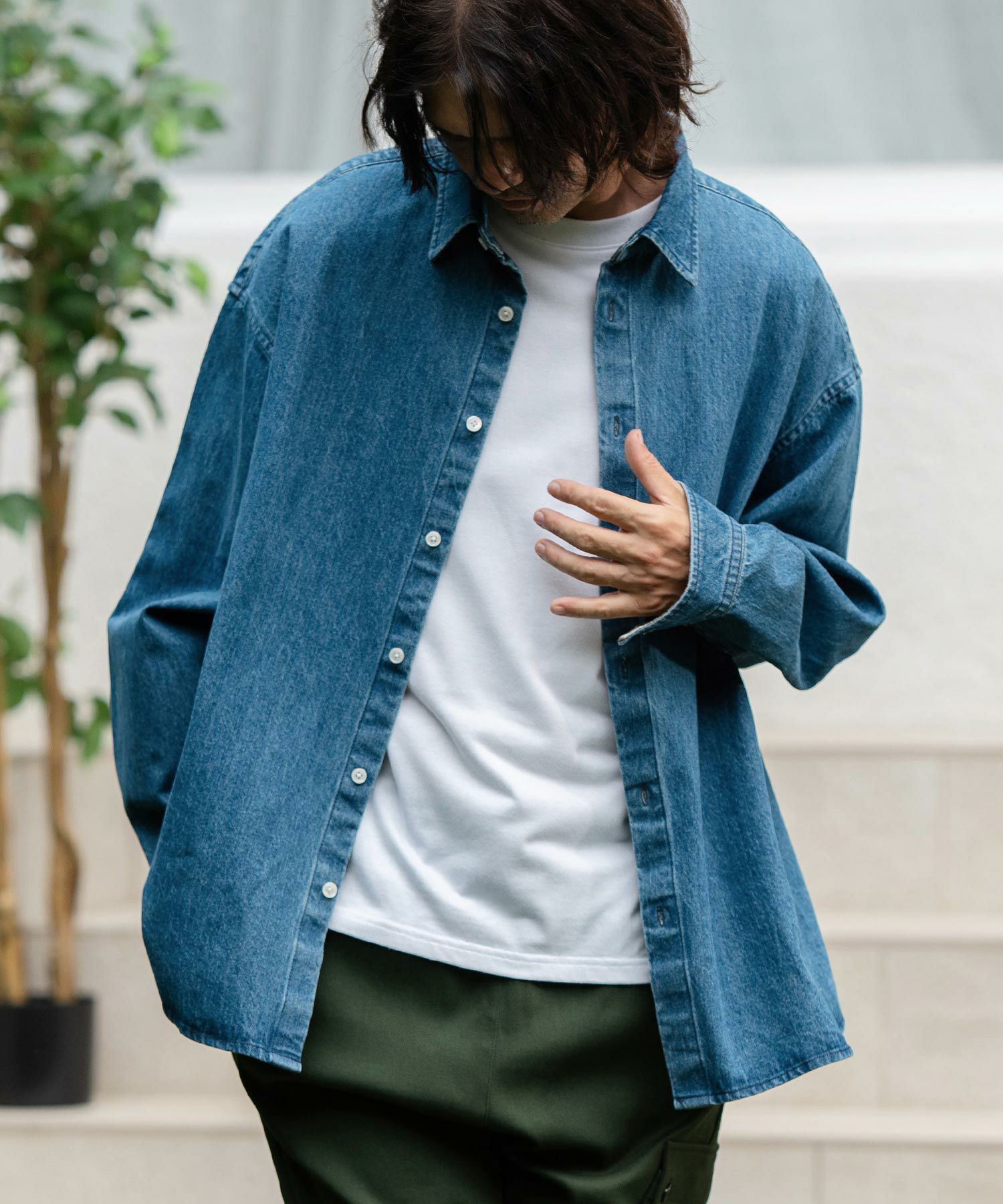 50%OFF【CAMBIO(カンビオ)】Leopard Accent Denim Shirts デニムシャツ