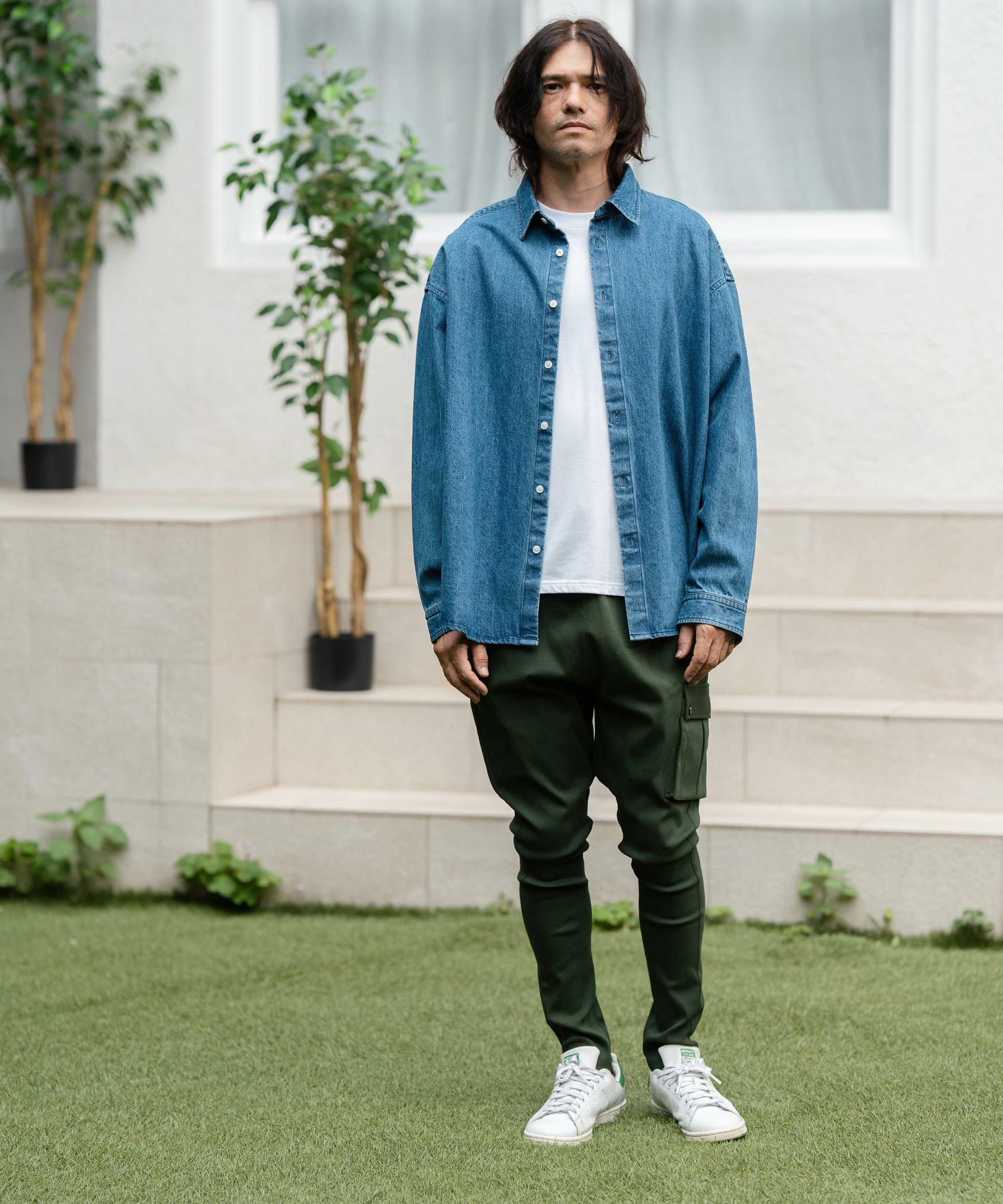 50%OFF【CAMBIO(カンビオ)】Leopard Accent Denim Shirts デニムシャツ