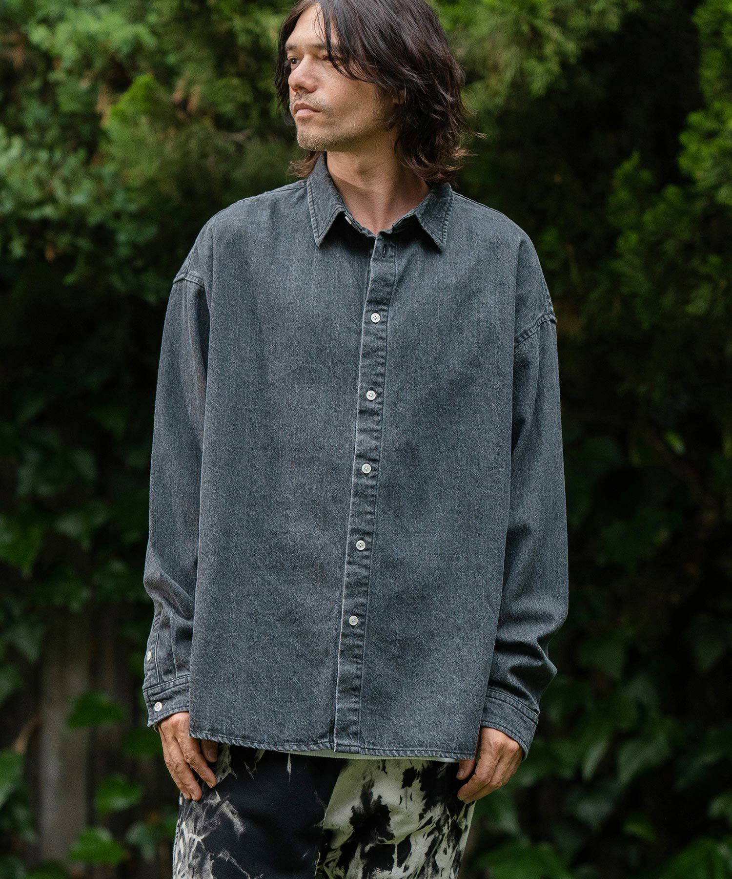 50%OFF【CAMBIO(カンビオ)】Leopard Accent Denim Shirts デニムシャツ
