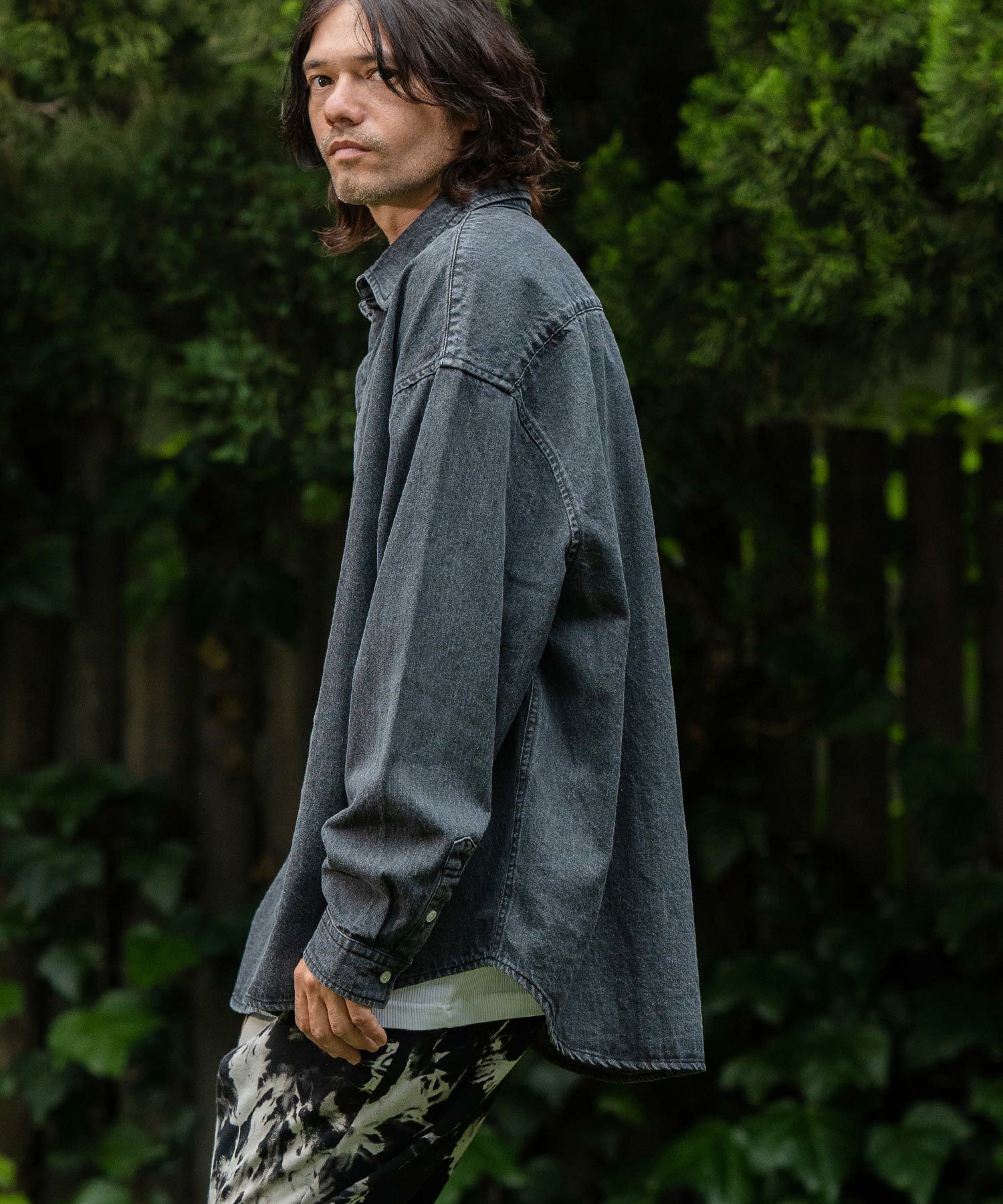 50%OFF【CAMBIO(カンビオ)】Leopard Accent Denim Shirts デニムシャツ
