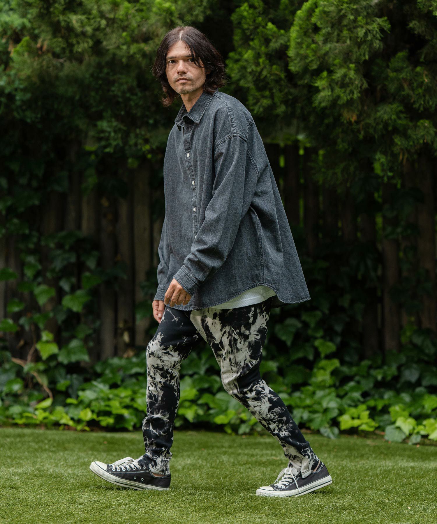 50%OFF【CAMBIO(カンビオ)】Leopard Accent Denim Shirts デニムシャツ