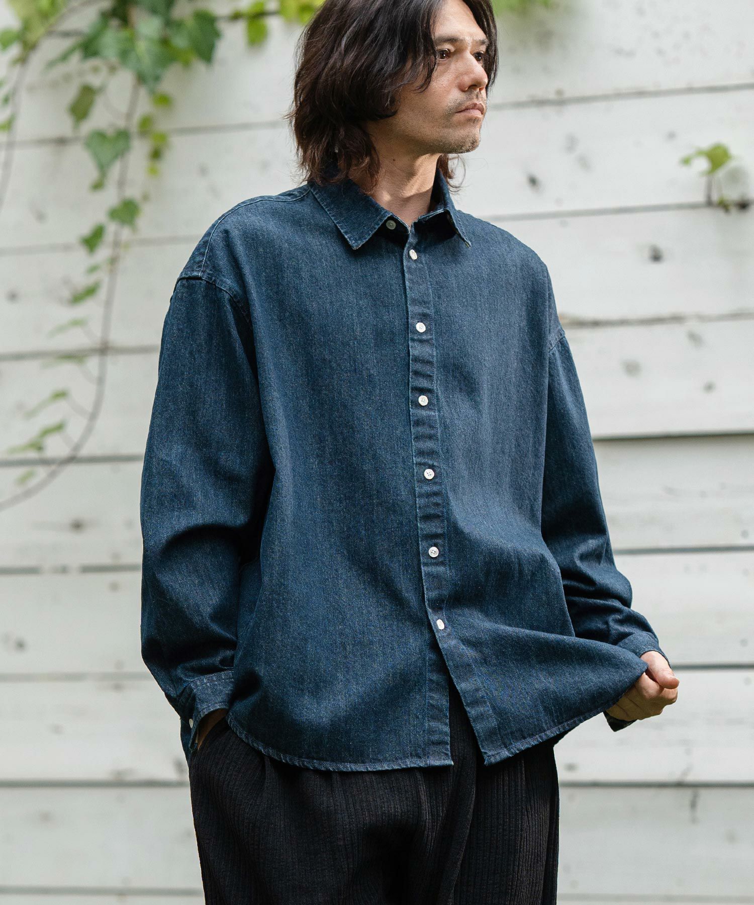 50%OFF【CAMBIO(カンビオ)】Leopard Accent Denim Shirts デニムシャツ