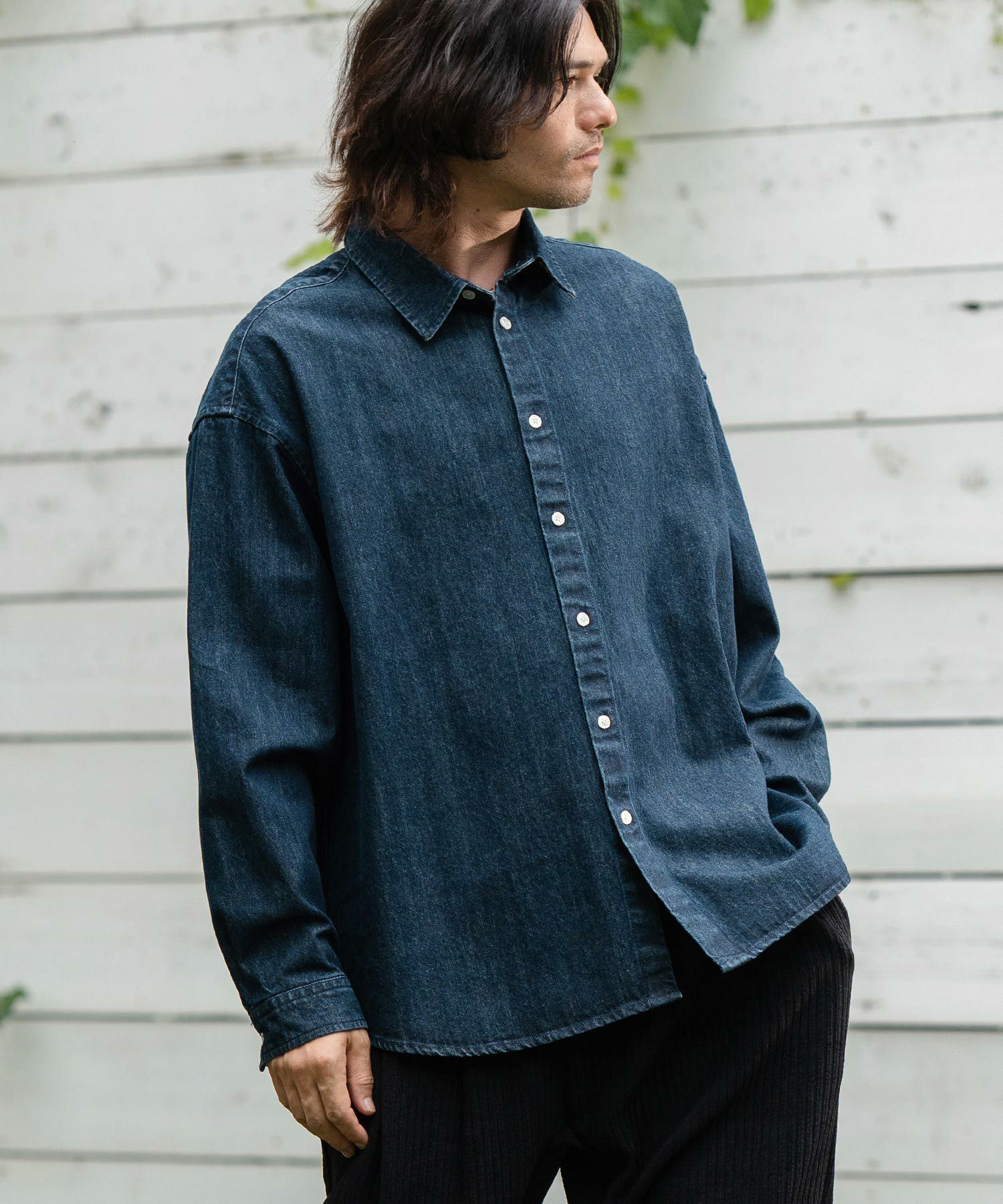 50%OFF【CAMBIO(カンビオ)】Leopard Accent Denim Shirts デニムシャツ