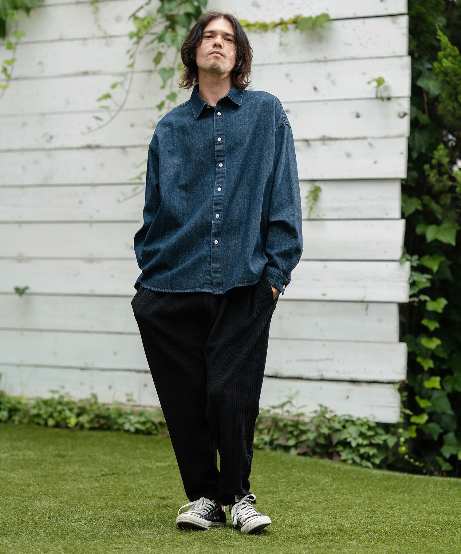 50%OFF【CAMBIO(カンビオ)】Leopard Accent Denim Shirts デニムシャツ
