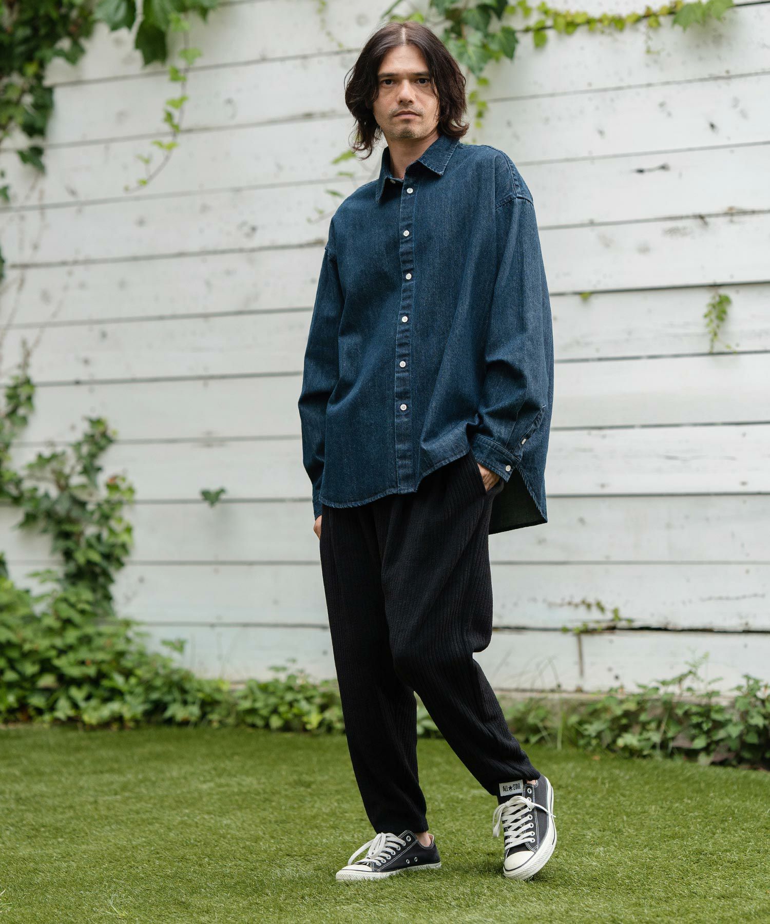 50%OFF【CAMBIO(カンビオ)】Leopard Accent Denim Shirts デニムシャツ