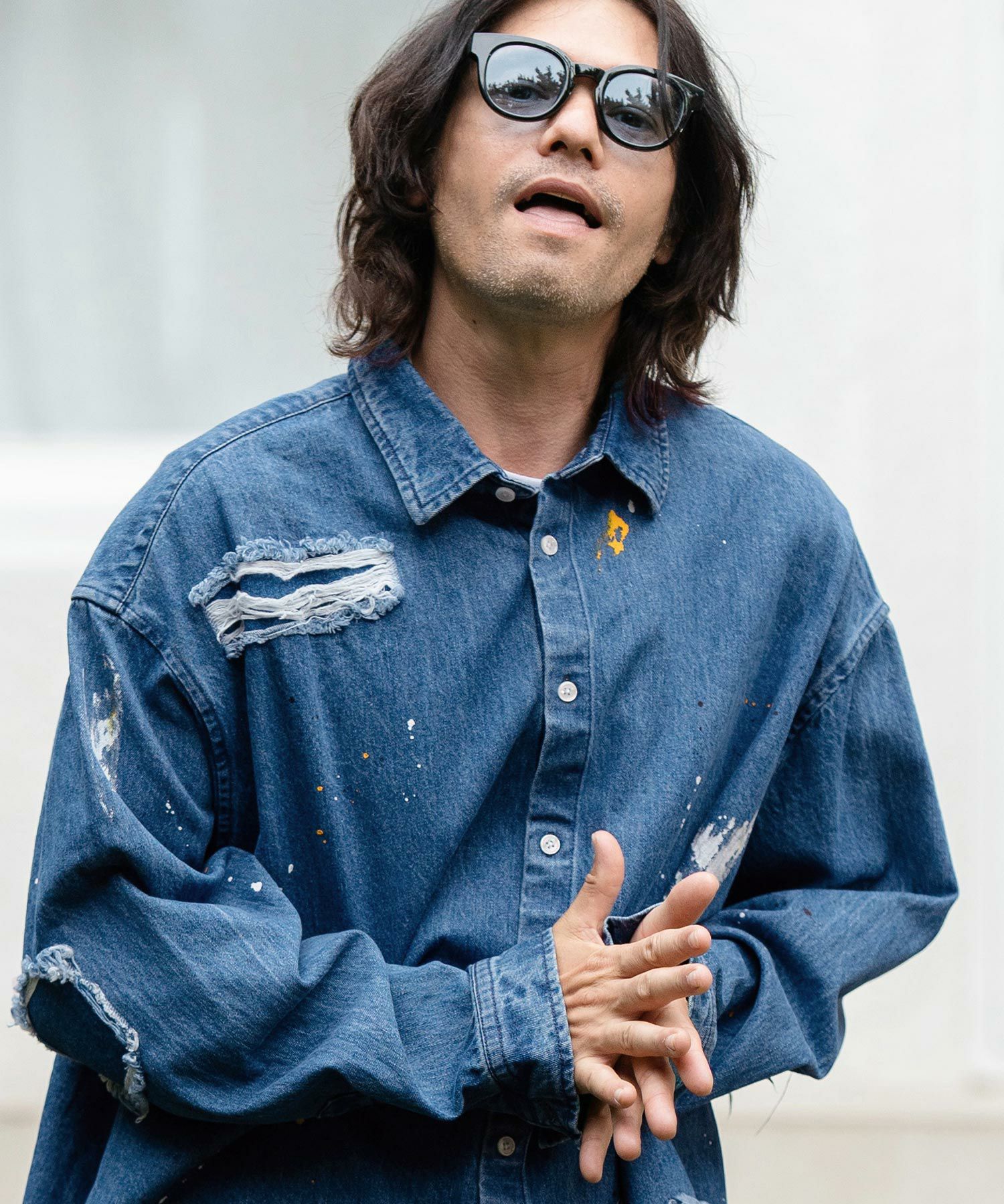 50%OFF【CAMBIO(カンビオ)】Distressed Paint Denim Shirts デニム