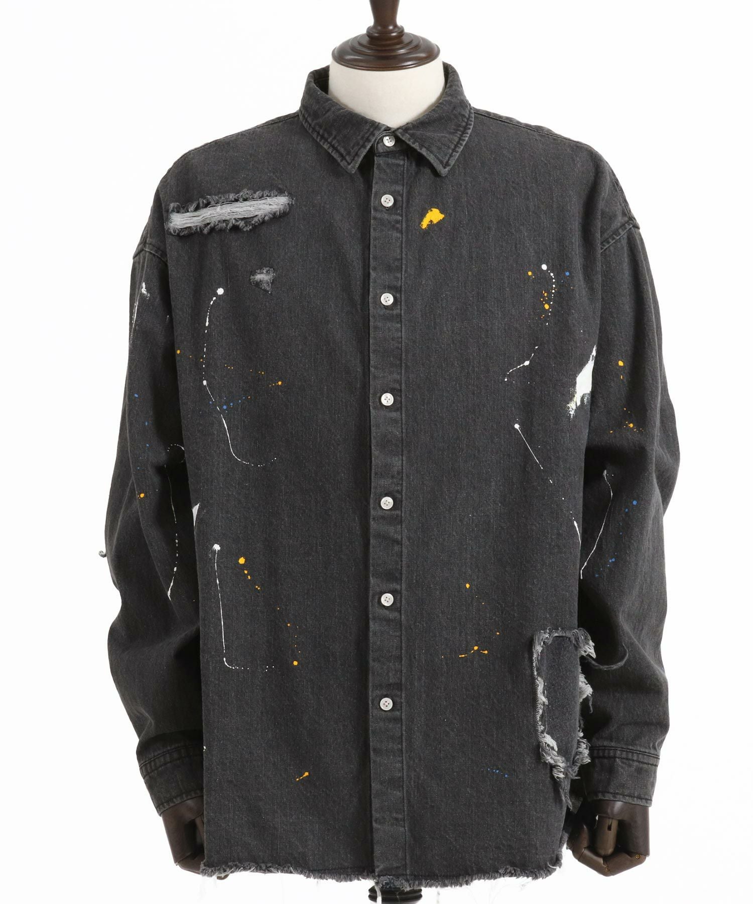 50%OFF【CAMBIO(カンビオ)】Distressed Paint Denim Shirts デニム