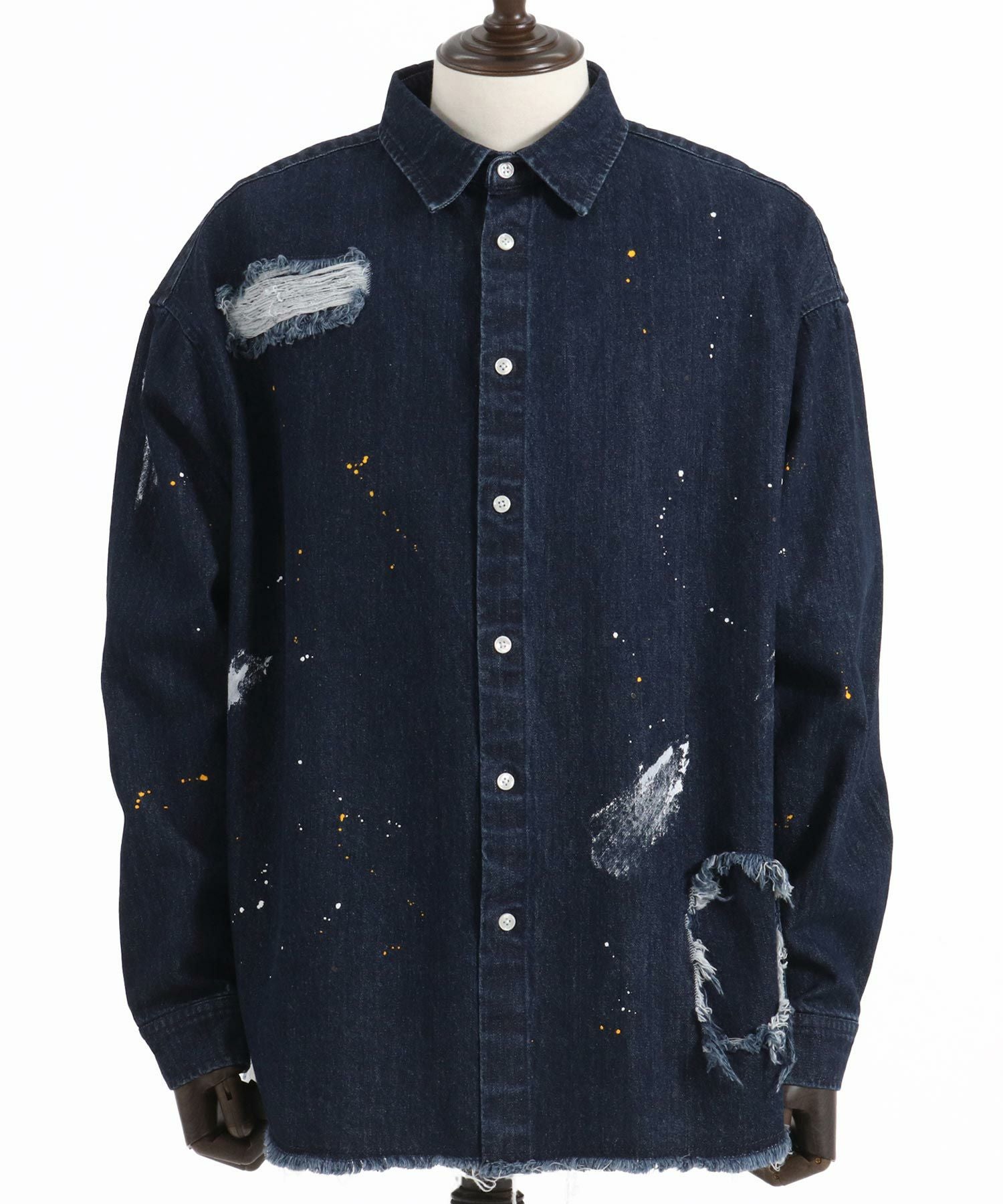 50%OFF【CAMBIO(カンビオ)】Distressed Paint Denim Shirts デニム