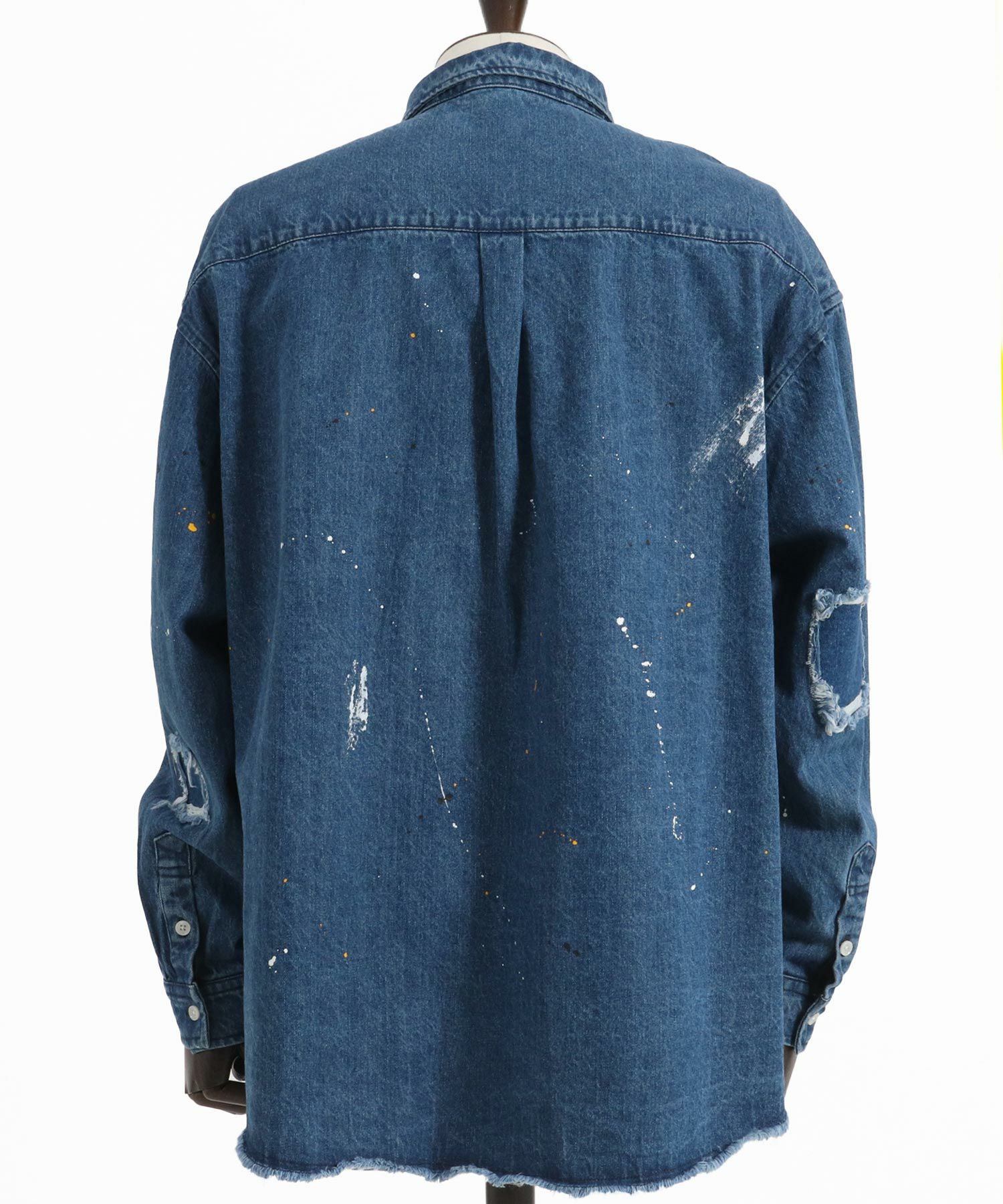 50%OFF【CAMBIO(カンビオ)】Distressed Paint Denim Shirts デニム