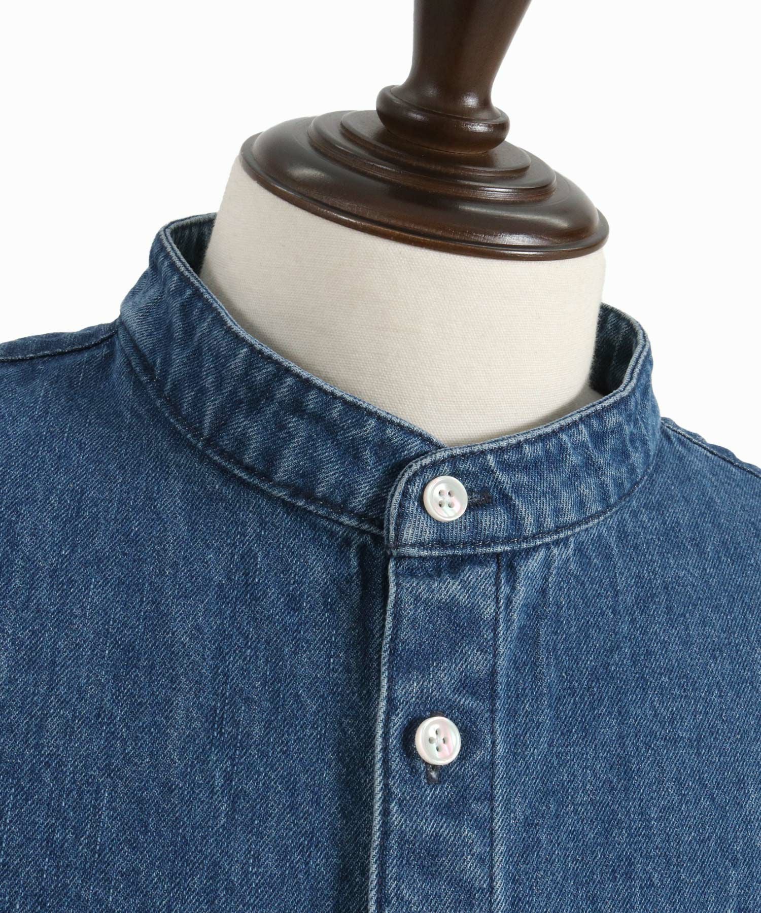 50%OFF【CAMBIO(カンビオ)】Distressed Hickory Repair Denim Shirts