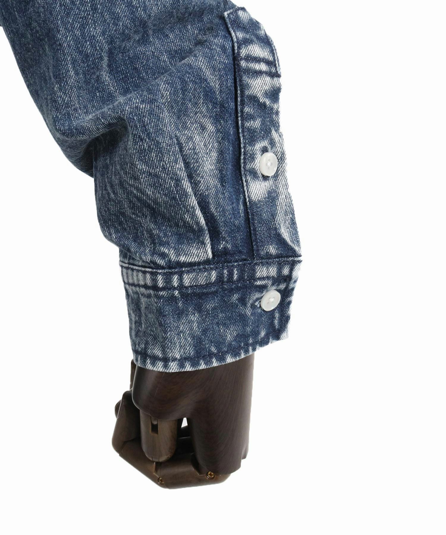 30%OFF【CAMBIO(カンビオ)】Chemical Wash Denim Distressed Shirts