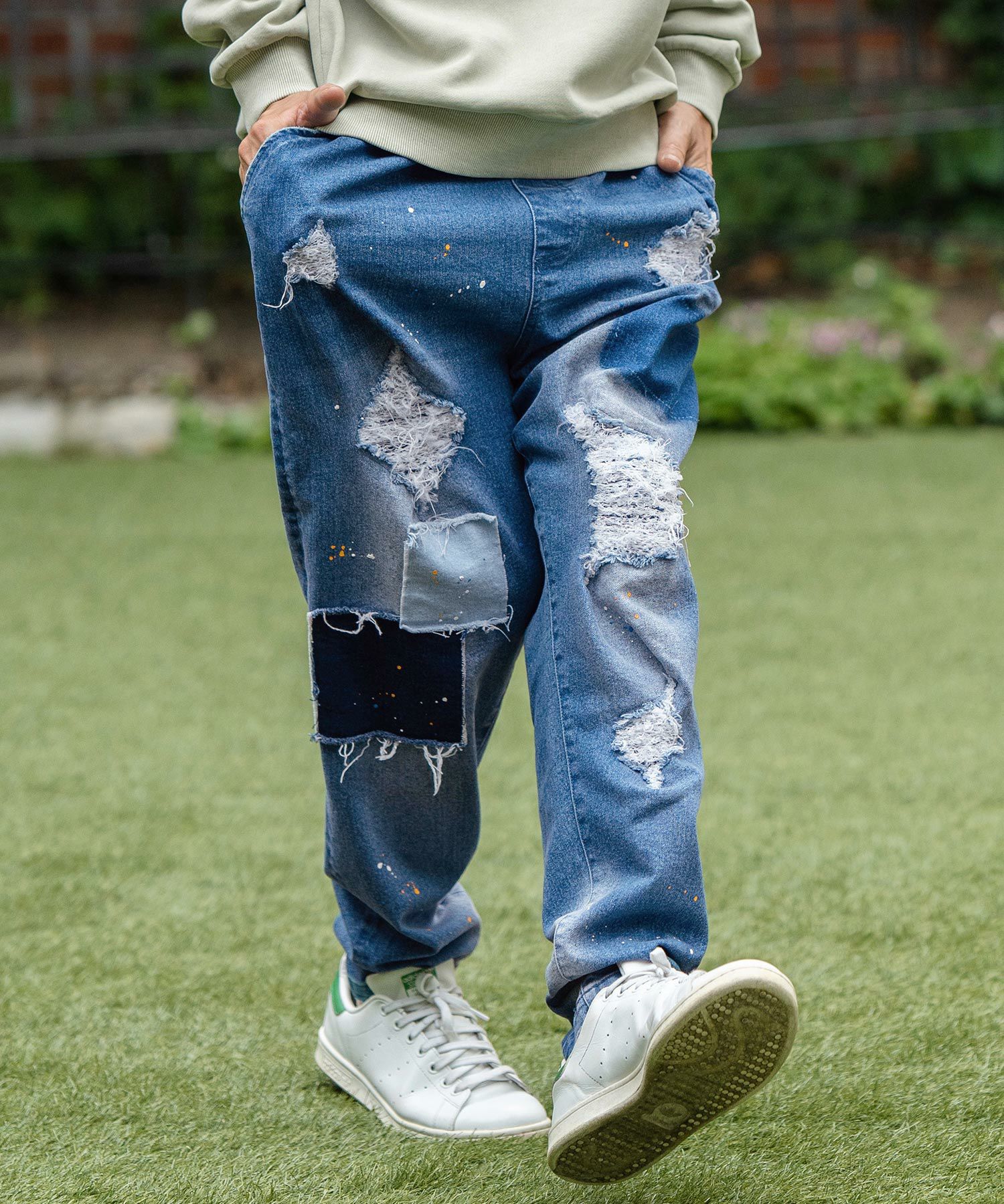 50%OFF【CAMBIO(カンビオ)】11oz Patchwork Paint Denim Pants デニム