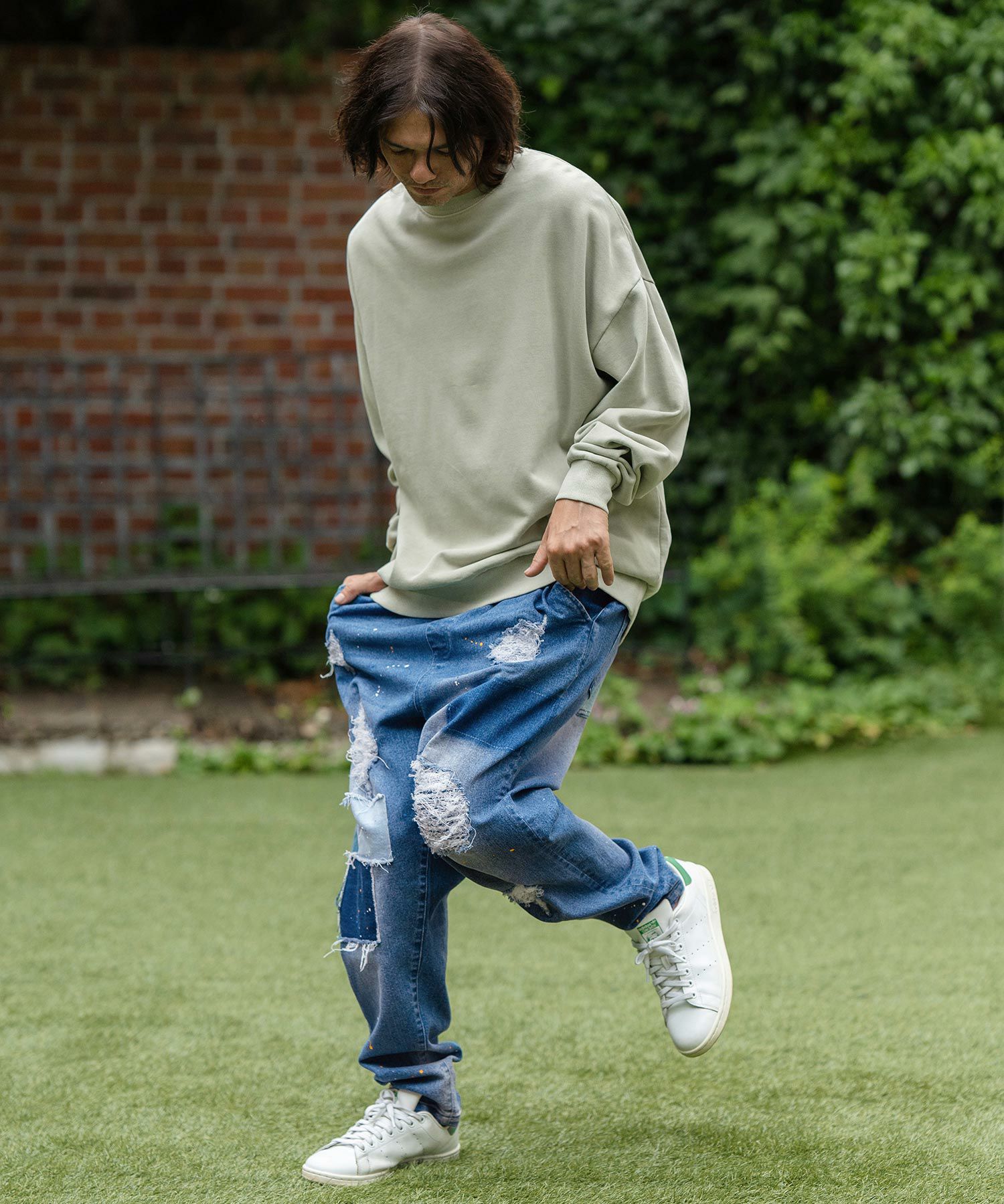 50%OFF【CAMBIO(カンビオ)】11oz Patchwork Paint Denim Pants デニム