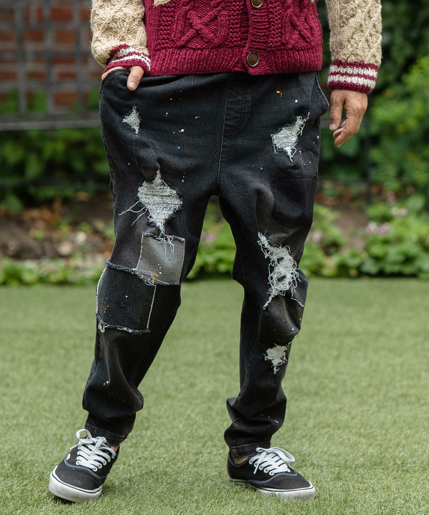 50%OFF【CAMBIO(カンビオ)】11oz Patchwork Paint Denim Pants デニム