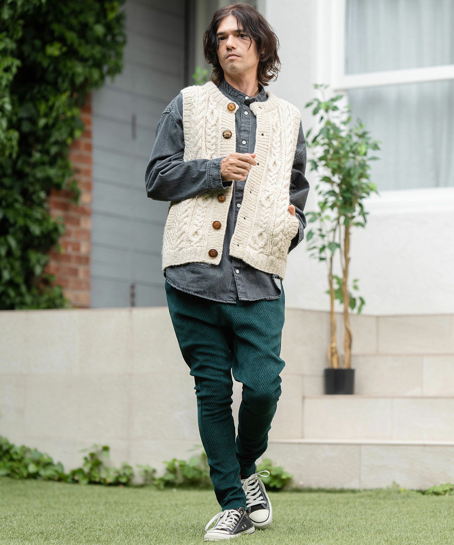 tdfオリーブ36 30%OFF【CAMBIO(カンビオ)】Puffy Herringbone Jacquard Jodhpurs