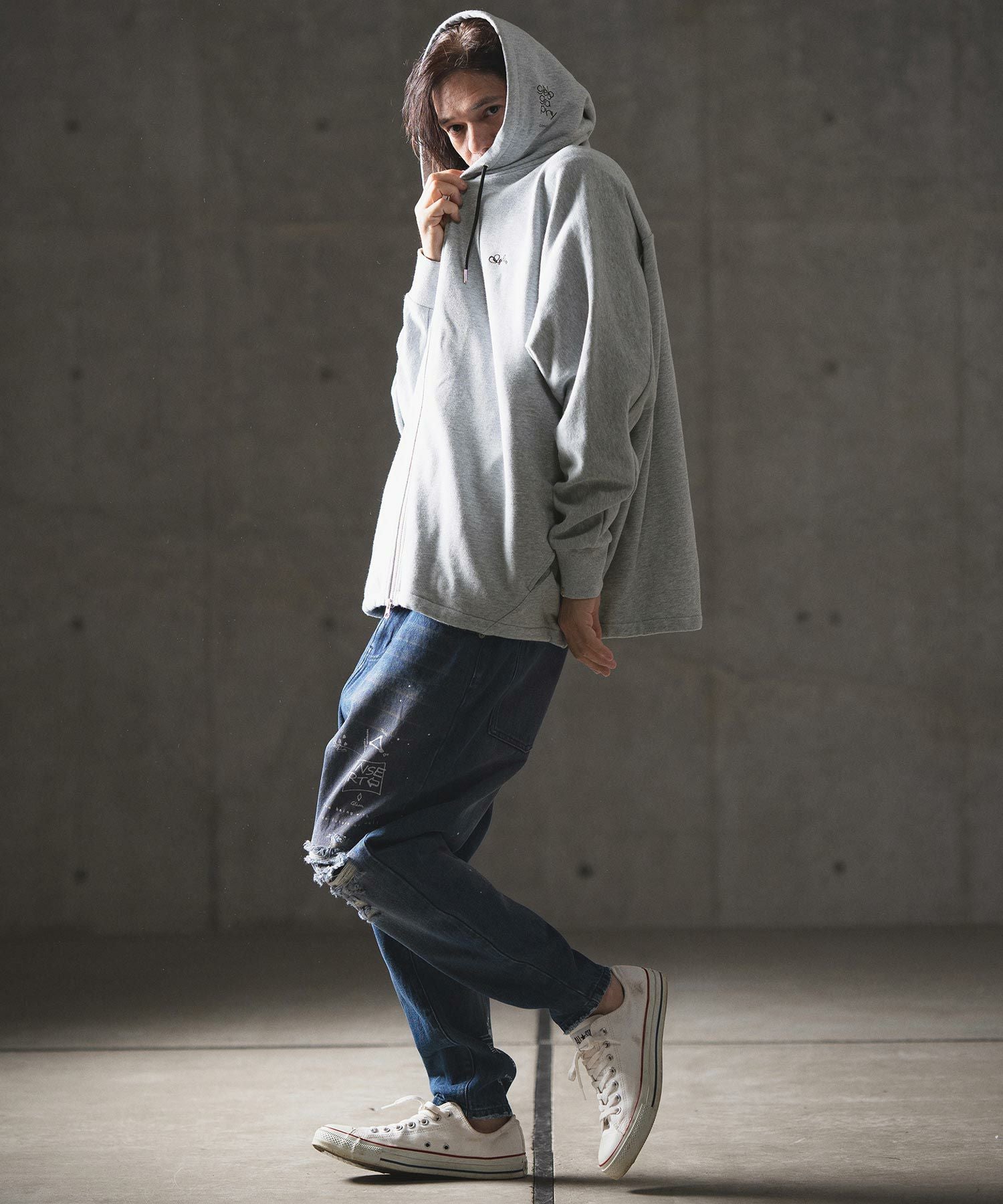 50%OFF【GLIMCLAP(グリムクラップ)】Dolman sleeve zip up sweat