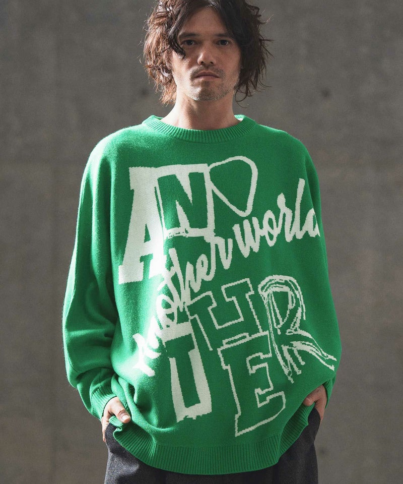 30%OFF【GLIMCLAP(グリムクラップ)】Logo jacquard oversized sweater 