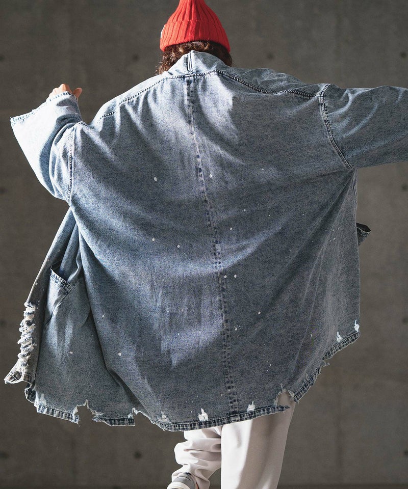 30%OFF【GLIMCLAP(グリムクラップ)】Used processing denim gown-ish 