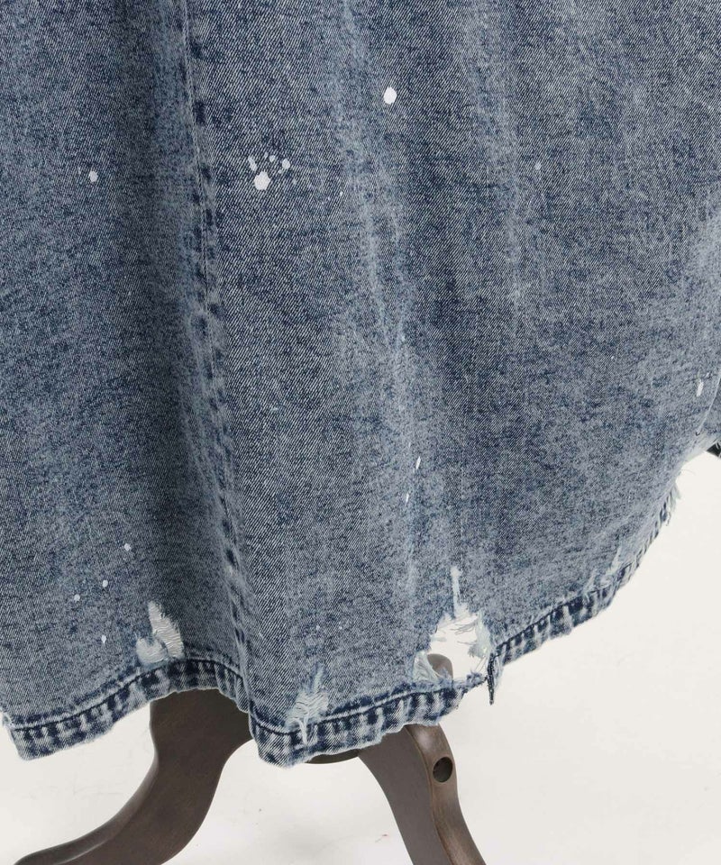30%OFF【GLIMCLAP(グリムクラップ)】Used processing denim gown-ish 