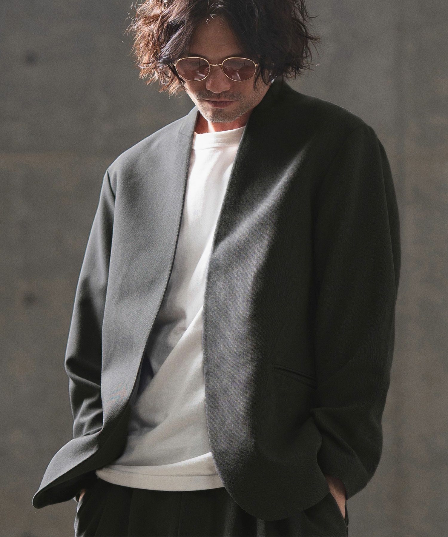 GLIM CLAP グリムクラップ アウター テーラードジャケット グレーL 30%OFF【GLIMCLAP(グリムクラップ)】Minimal detail jacket ミニマル