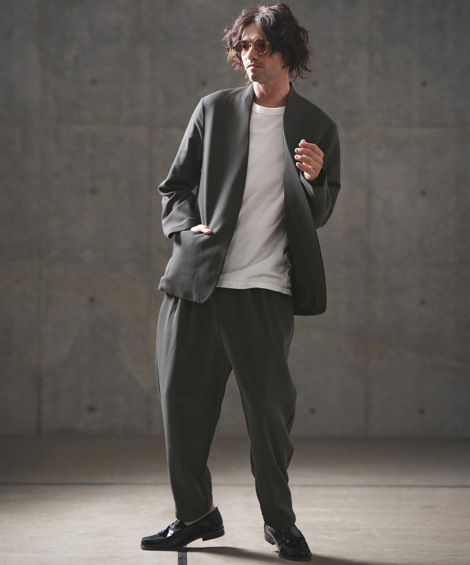 GLIM CLAP グリムクラップ アウター テーラードジャケット グレーL 30%OFF【GLIMCLAP(グリムクラップ)】Minimal detail jacket ミニマル