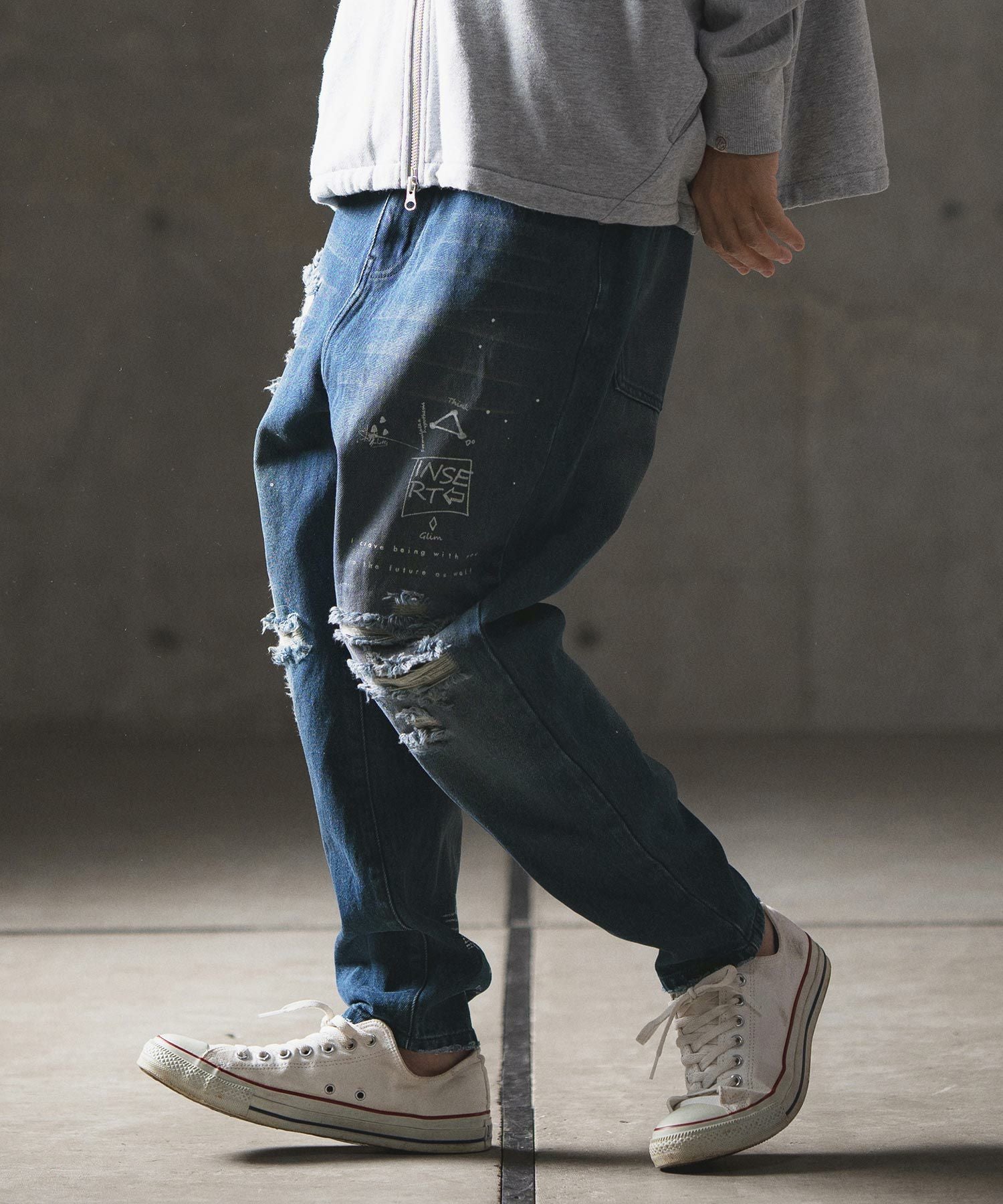 30%OFF【GLIMCLAP(グリムクラップ)】Used processing denim balloon