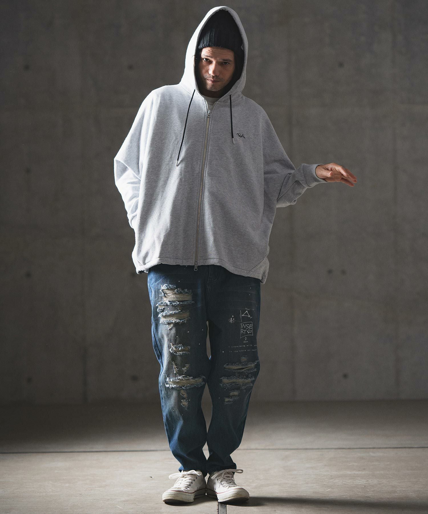 30%OFF【GLIMCLAP(グリムクラップ)】Used processing denim balloon