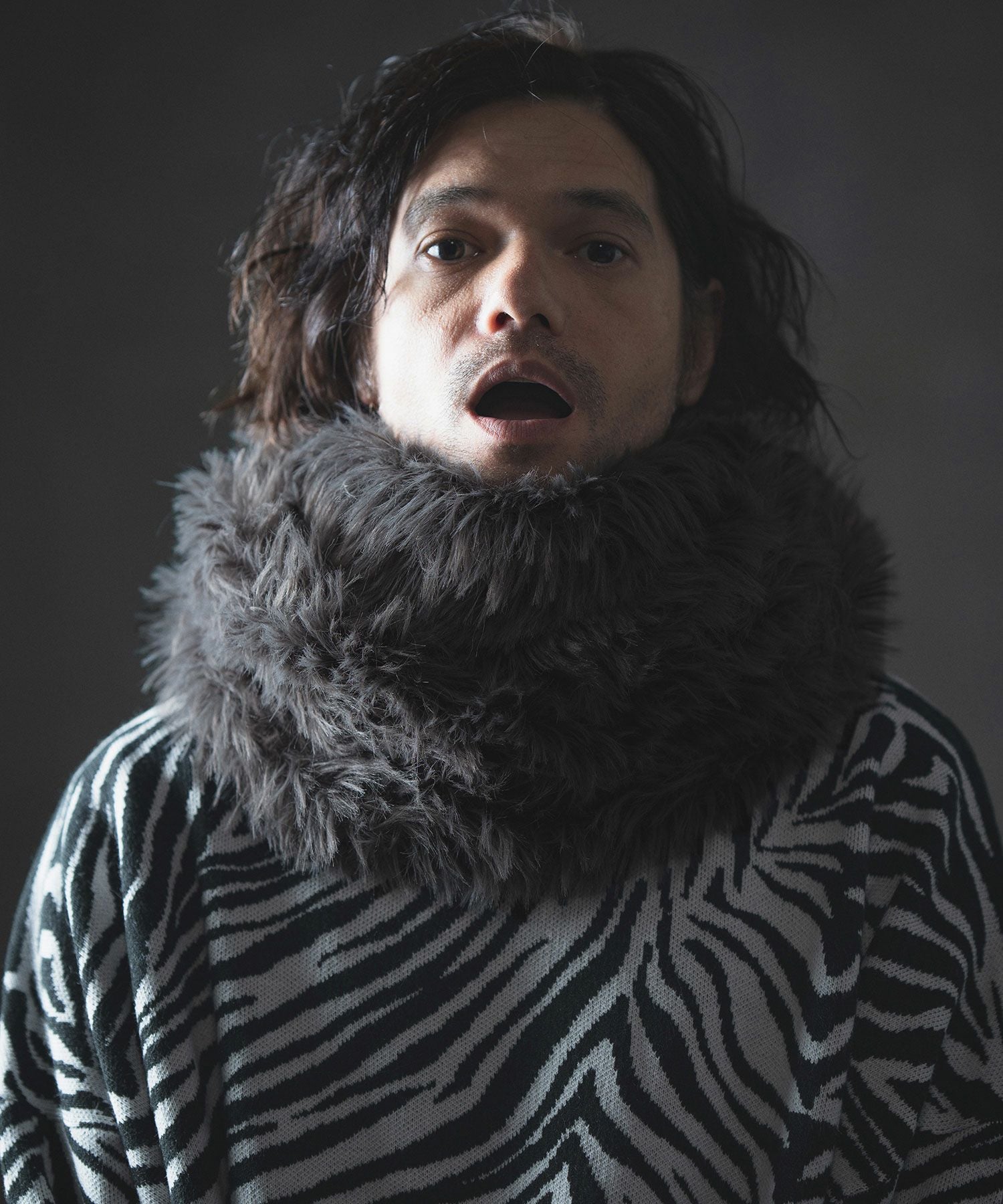 GLIMCLAP ペイズリー スヌード [レッド] グリムクラップ GLIMCLAP(グリムクラップ)】Illusionism Leopard Pattern Knit snood